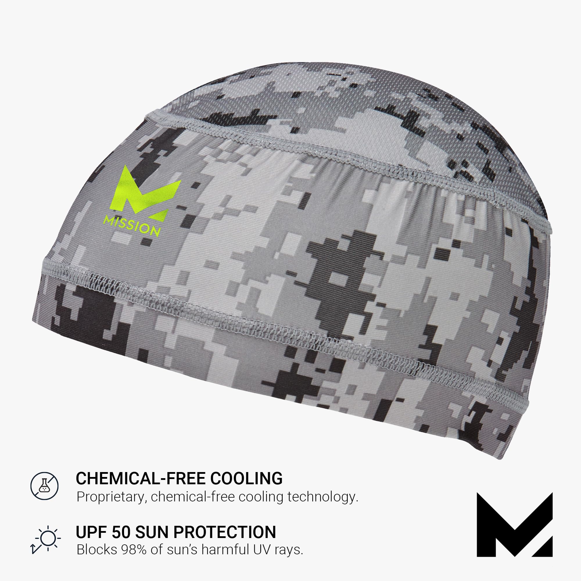 Mission Cooling Helmet Liner, Digi Camo - Lightweight & Breathable - Cools Up To 2 Hours - Upf 50 Sun Protection - Machine Washable