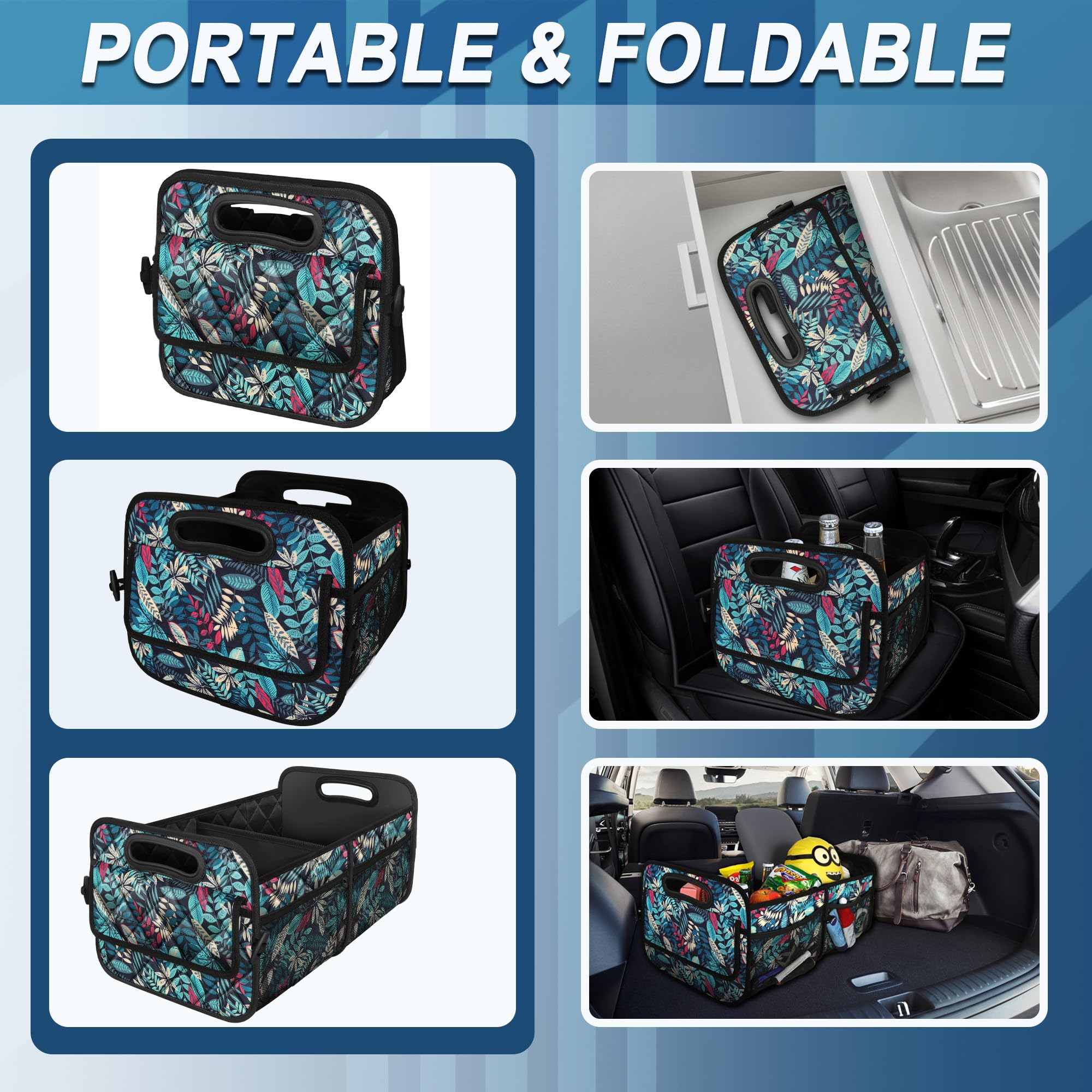 Deosk Car Trunk Organzier For Suv,Car Organziers And Storage With 6 Big Pocket,Car Accessories Women/Men 50L Waterproof Polyeste