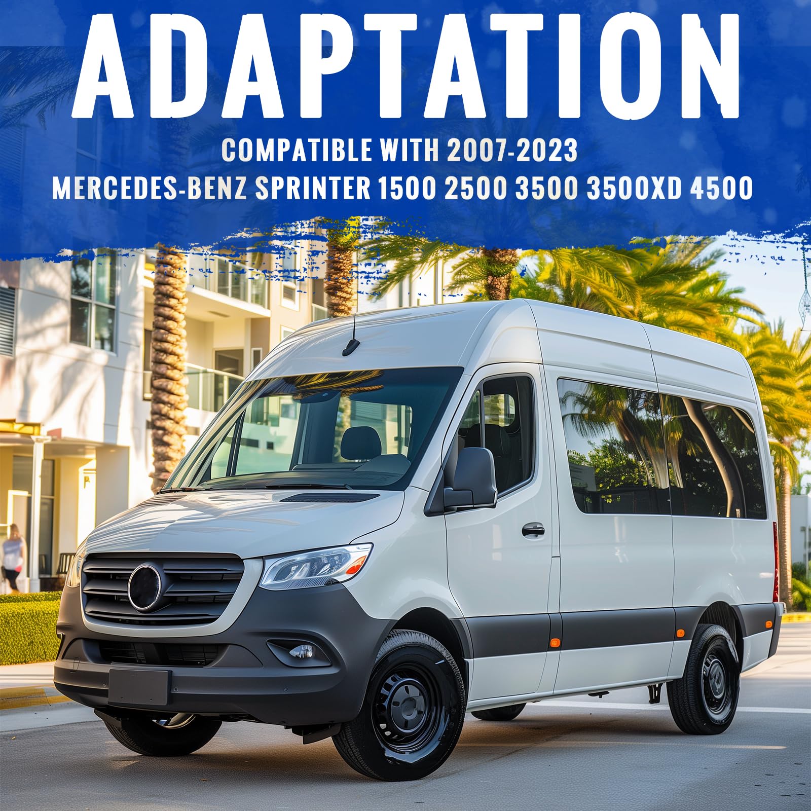 HECASA 7'' Rear Step Compatible with 2007-2023 Mercedes-Benz Sprinter 1500 2500 3500 3500XD 4500 W/Bumpers Black Powder Coated S