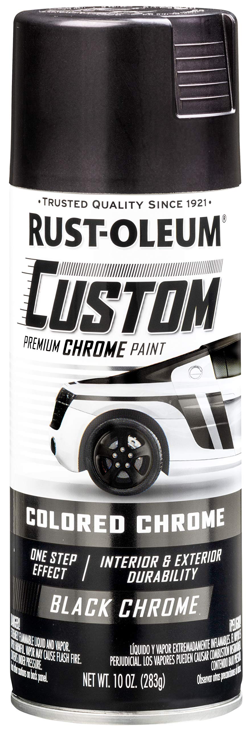 Rust-Oleum 343346 Automotive Custom Chrome Spray Paint, 10 oz, Black