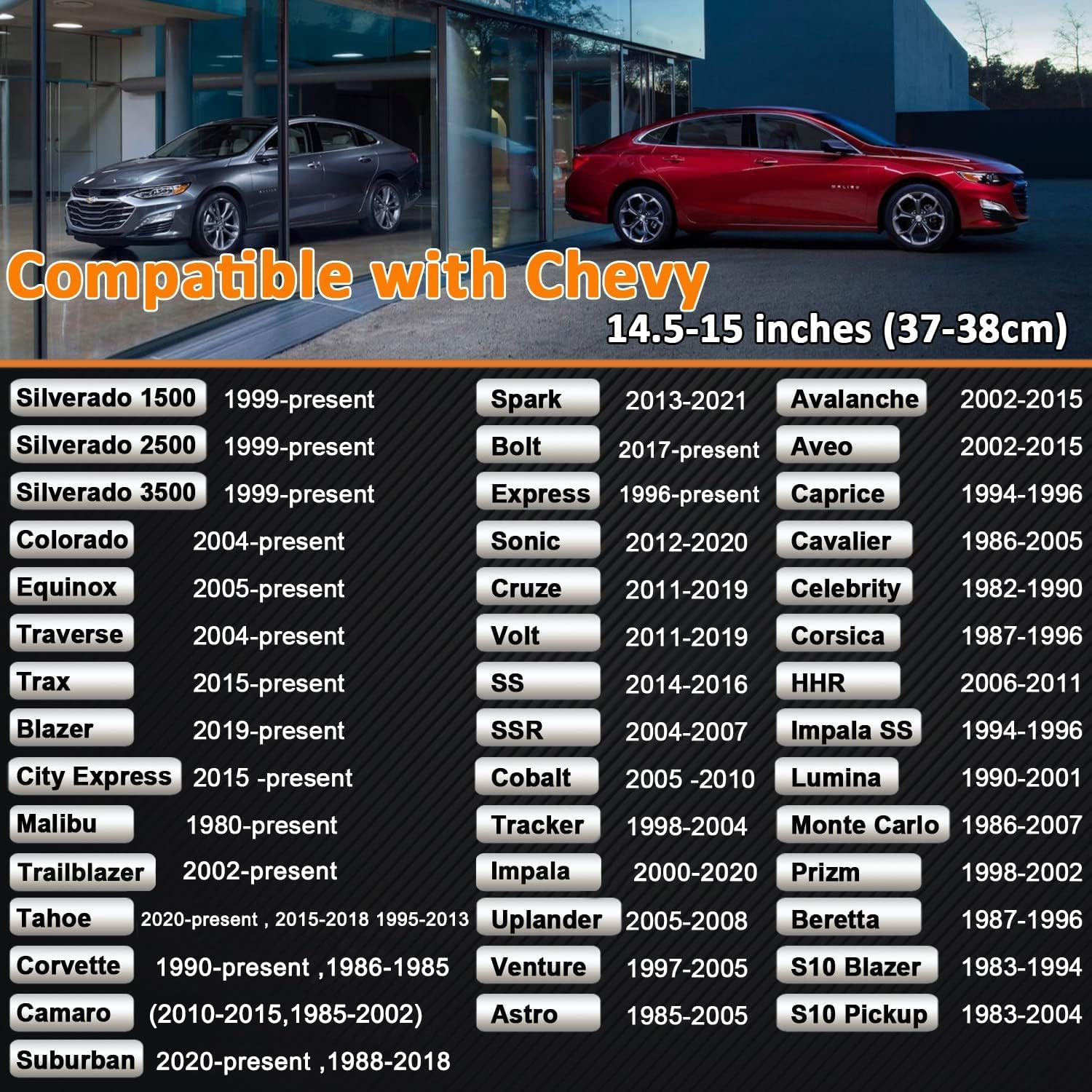 West Llama Customized Auto Car Steering Wheel Cover For Chevy 14.5-15 Inches, Steering Wheel Cover For Chevrolet (Black+Red - St