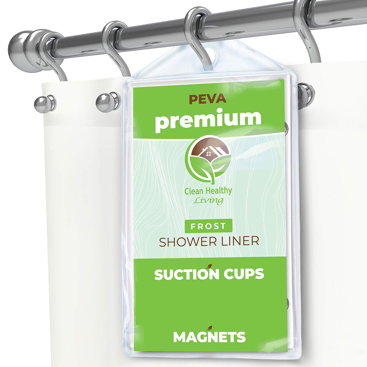 Premium Peva Frost Shower Curtain Liner With Magnets & Suction Cups - 70 X 71 In. Long
