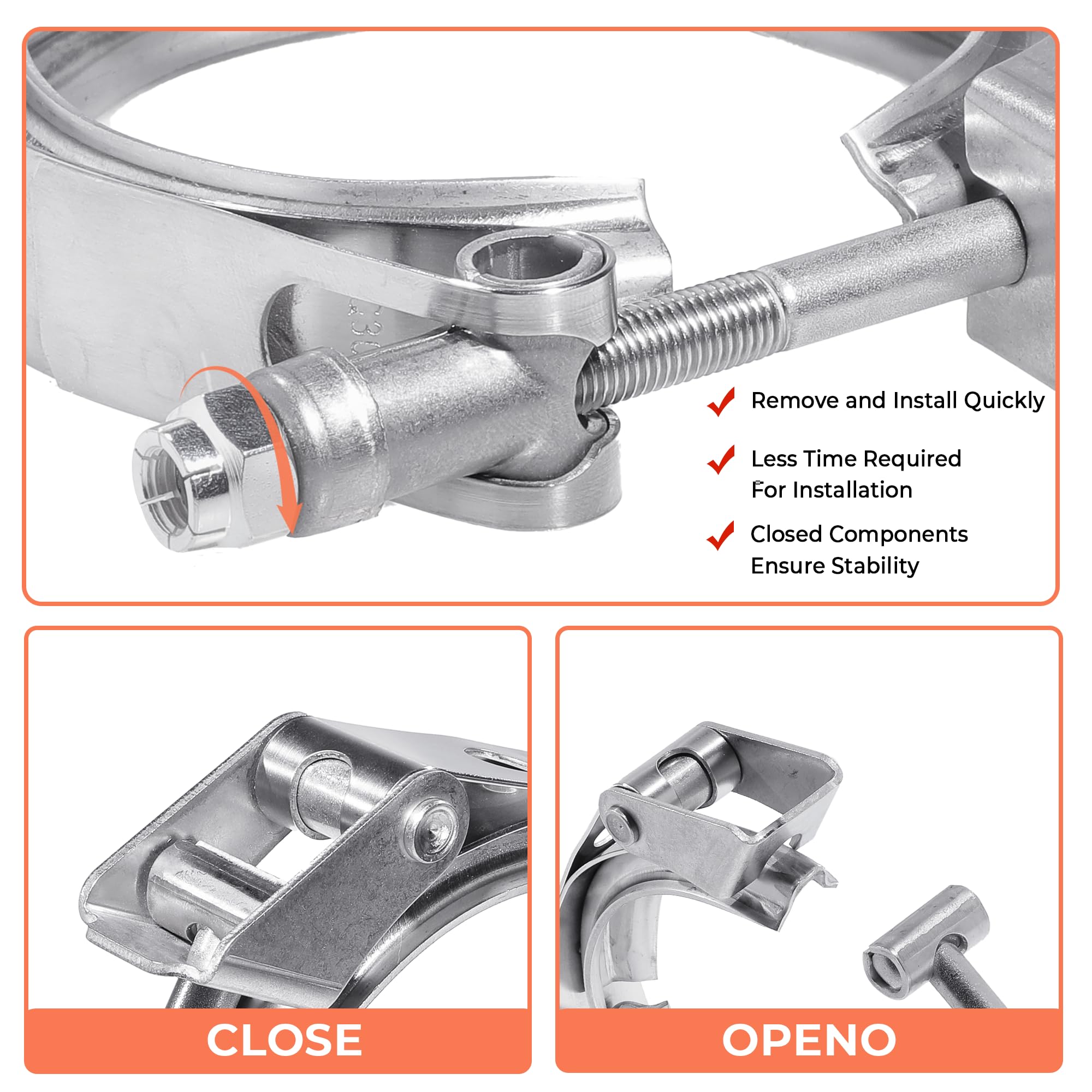 Wysiwyka 2 Inch Quick Release V Band Clamp 304 Stainless Steel, For Turbo Exhaust Downpipe, Racing Ford Pickup Truck Exchange Ex