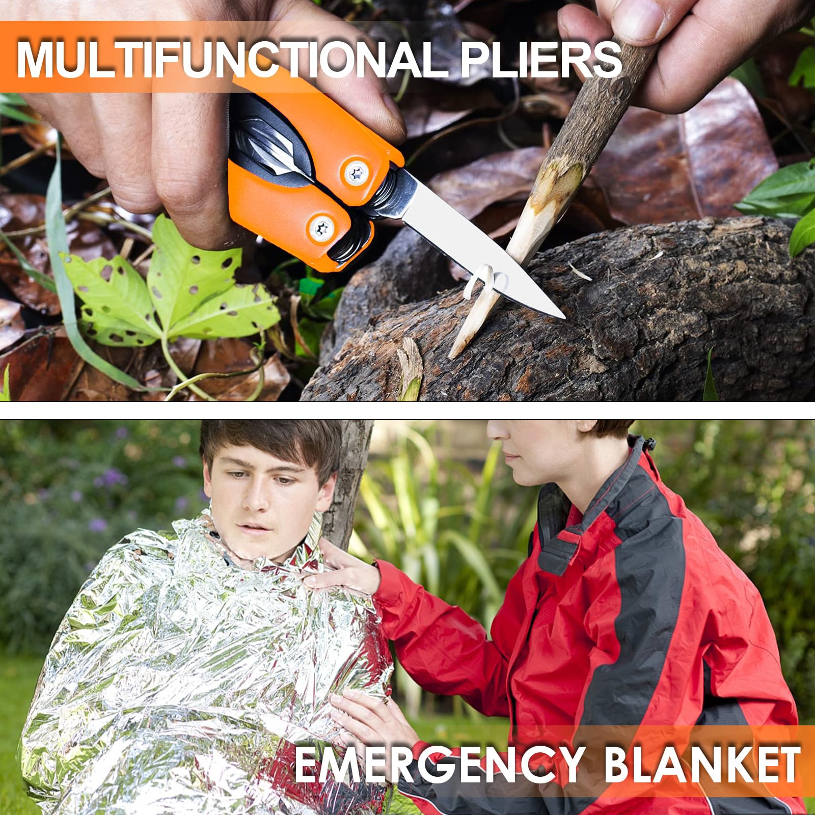 Thinkwork Car Emergency Kit For Teen Boy And Men'S Gifts, Orange Emergency Roadside Assistance Kit With Digital Air Compressor,