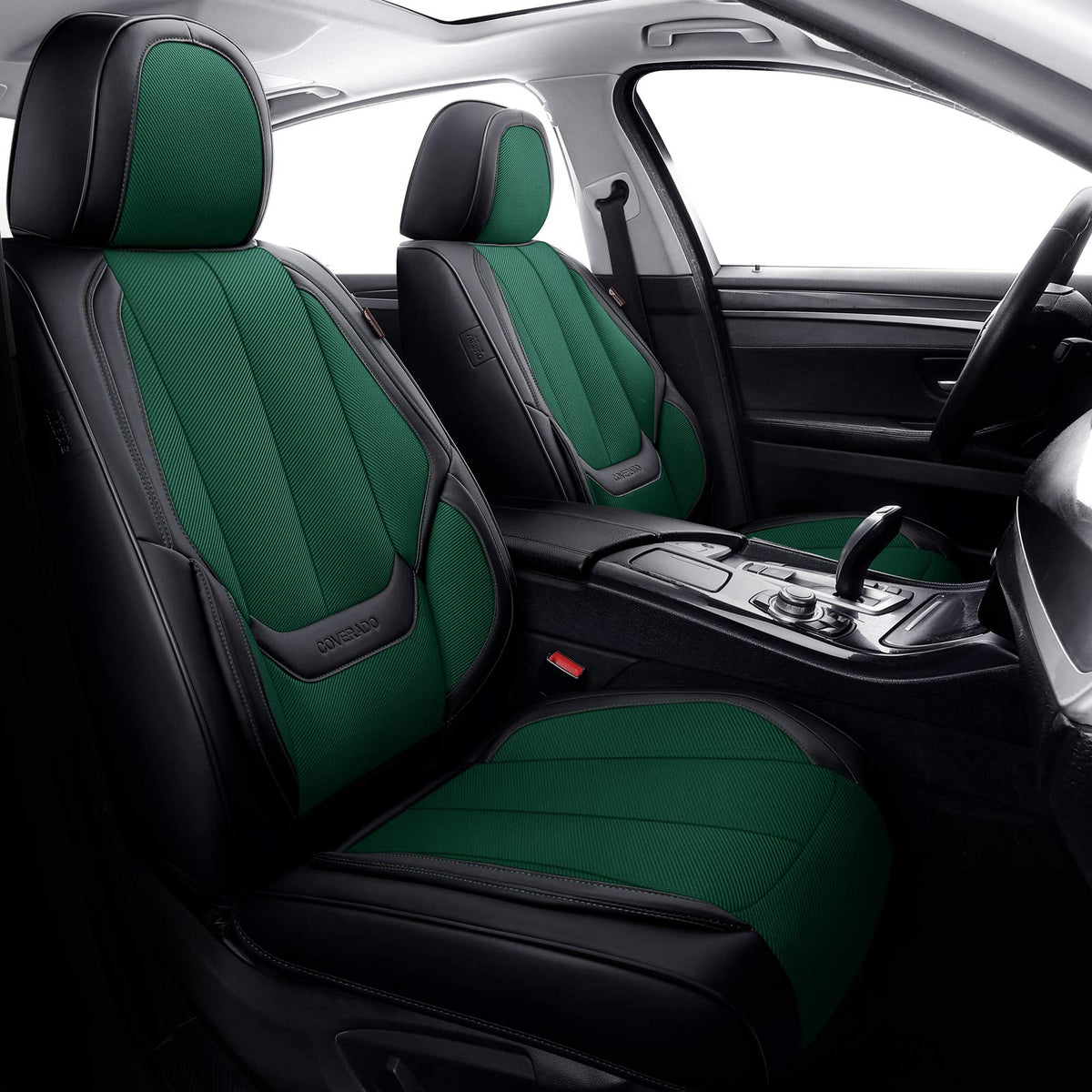 Coverado Seat Covers Full Set, Car Seat Covers Front Seat And Back Seat, Breathable Fabric&Leather Car Seat Protectors, Universa