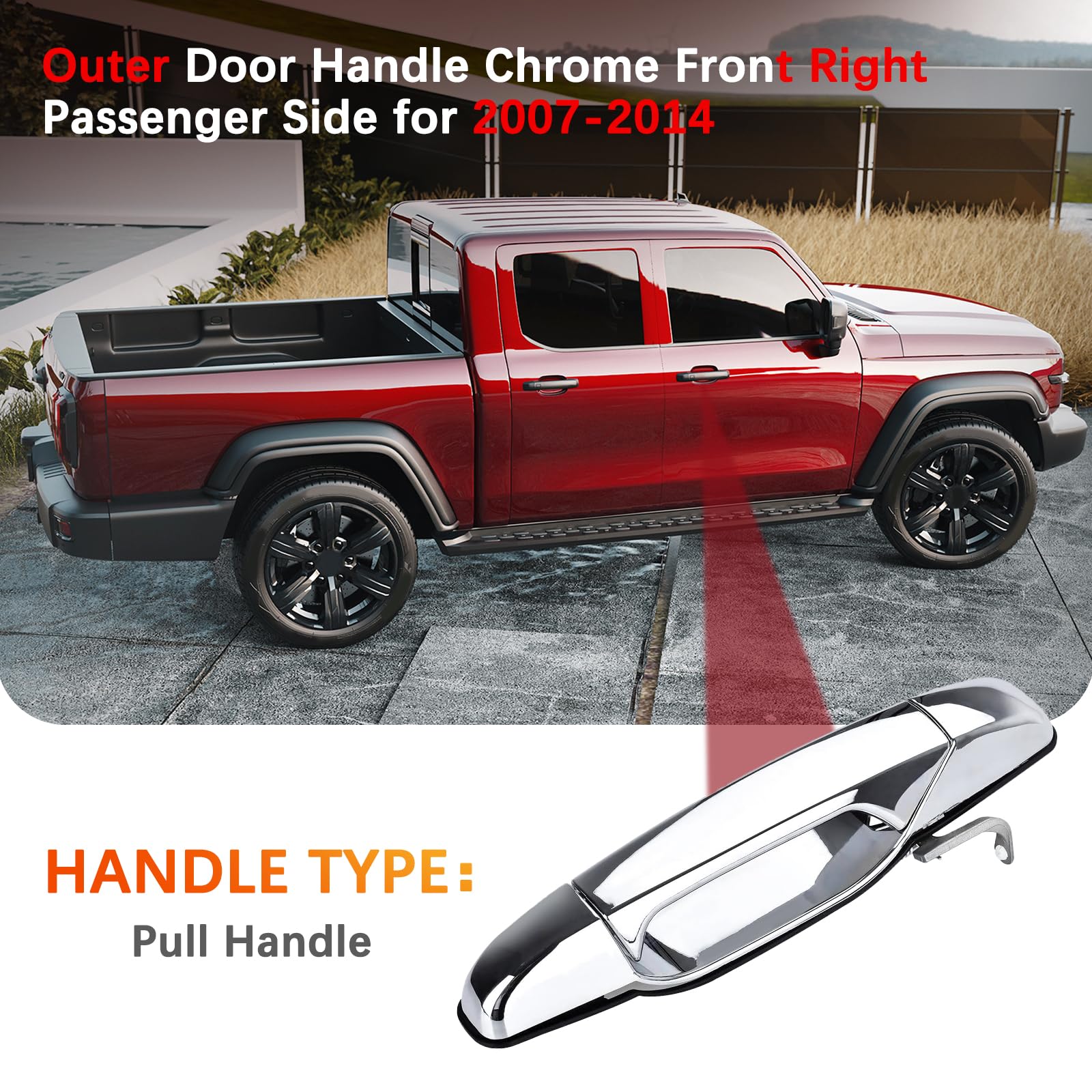 Faersi Exterior Door Handle Chrome Front Right Passenger Side Door Handle Replacements For 2007 2008 2009 2010 2011 2012 2013 Silverado Tahoe Avalanche Suburban Gmc Sierra Yukon Xl Cadillac Escalade