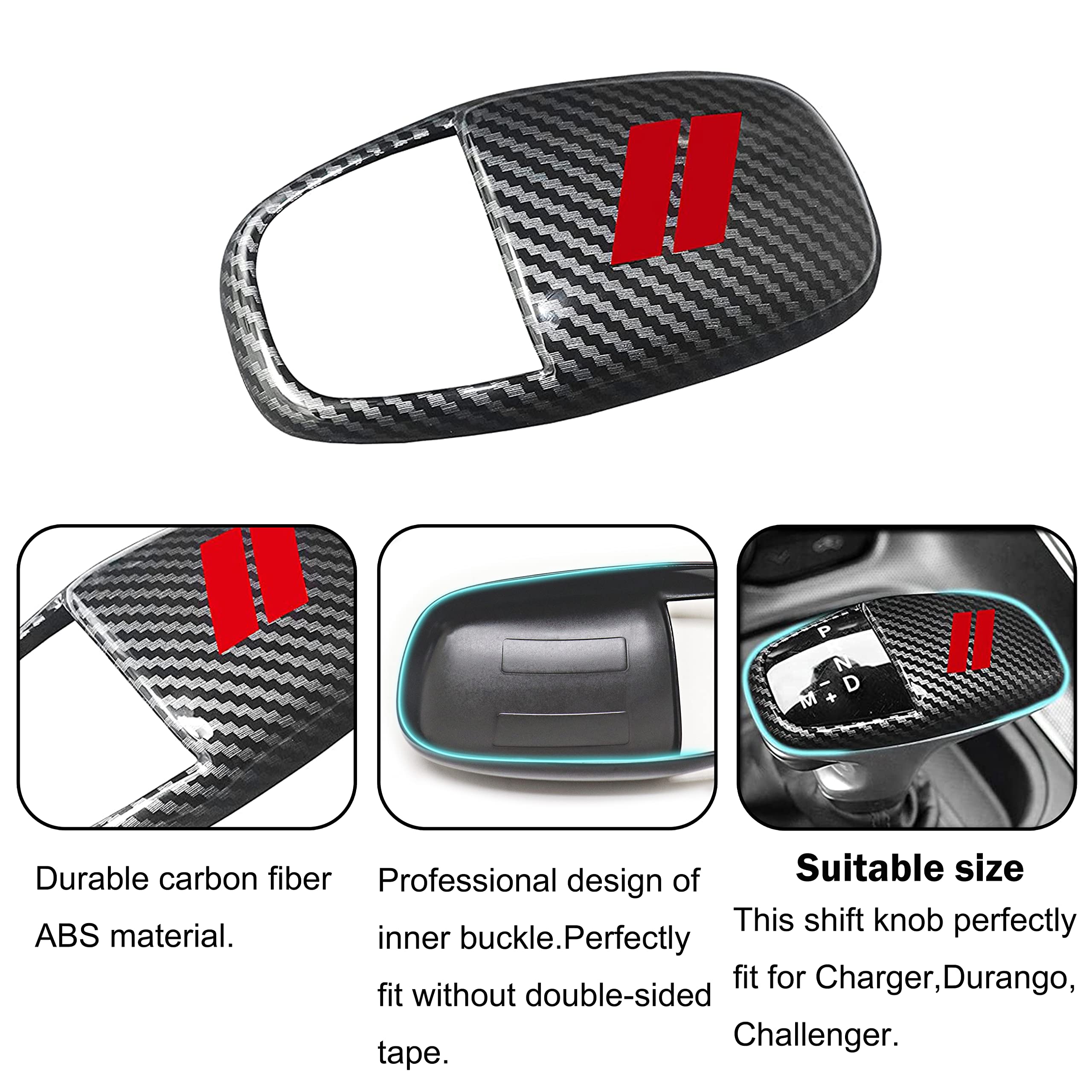 SENSHINE Gear Shift Knob Head Cover Trim for Dodge Charger Challenger Accessories 2015-2023 2024 Durango 2016-2024 Interior Shel
