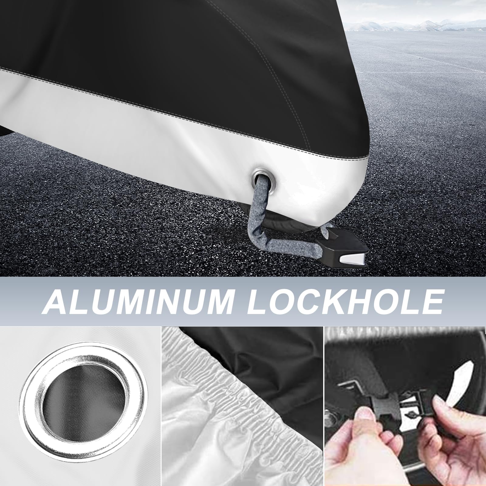 Xyzctem All Season Black Waterproof Sun Motorcycle Cover,Fits Up To 97' Motors (X Large & Lockholes)