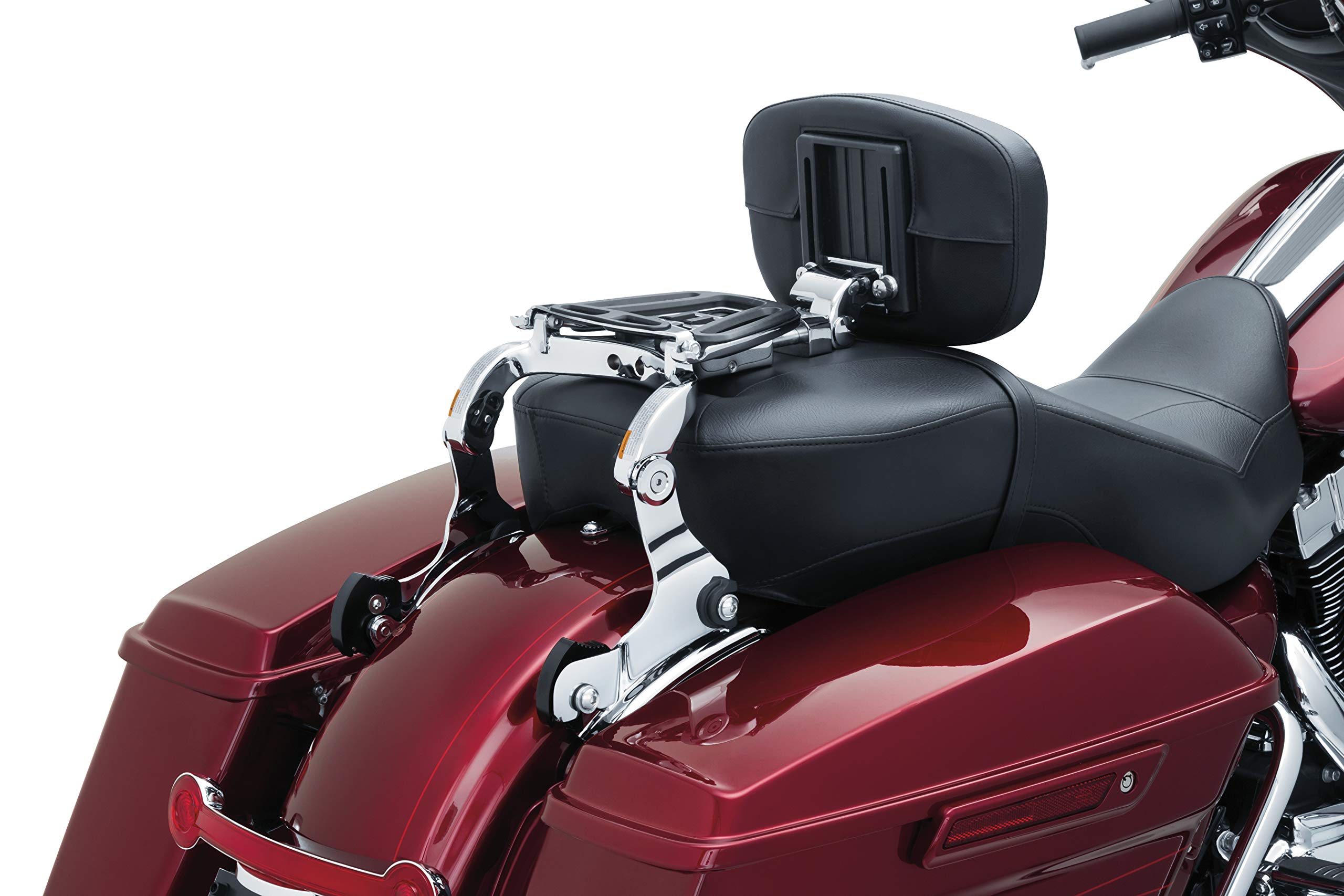 Kuryakyn 7093 Multi-Purpose Driver/Passenger Seat Backrest Component: Quick Release Mounts For 2014-19 Harley-Davidson Touring Motorcycles, 1 Pair, Chrome
