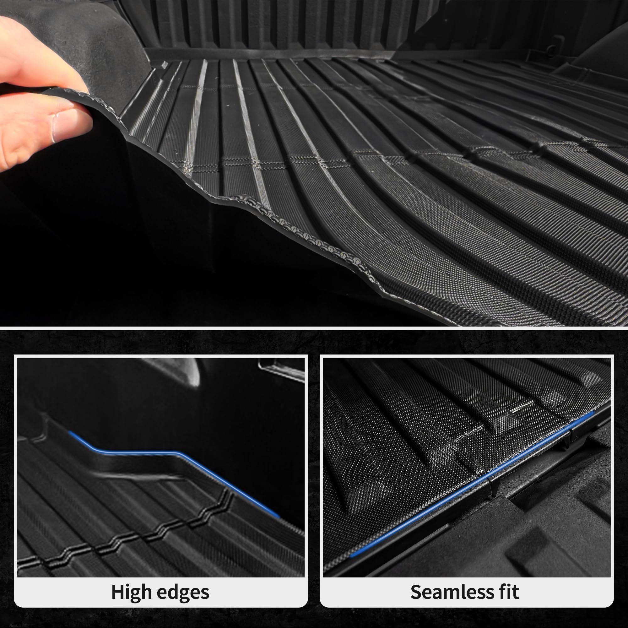 Oedro Floor Mats & Truck Bed Mat 2024 2025 Toyota Tacoma Double Cab (Not For Hybrid), All Weather Tpe Tacoma Floor Liners, 2 Row