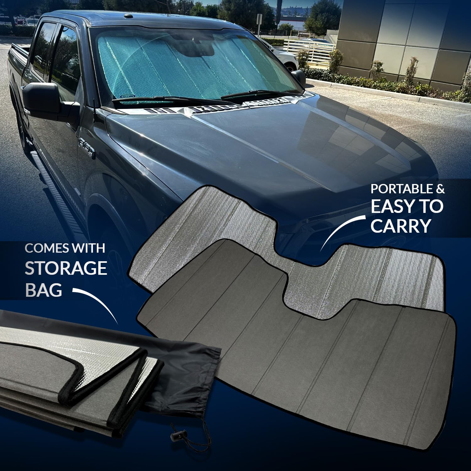 Front Car Windshield Sun Shade Compatible With 2013-2017 Honda Accord Sedan 4Door | Custom Fit Visor Accordion Fold Style Sun Pr