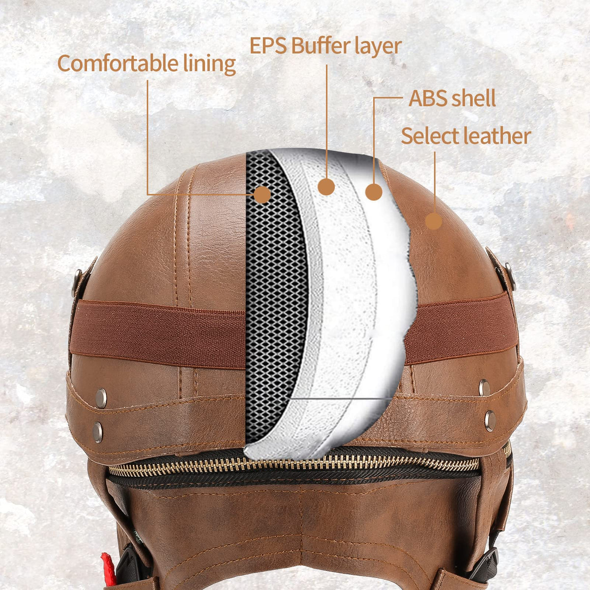 Lutcaut Motorcycle Half Helmet X-Large Brown PU Leather Safety Certified – Carkart