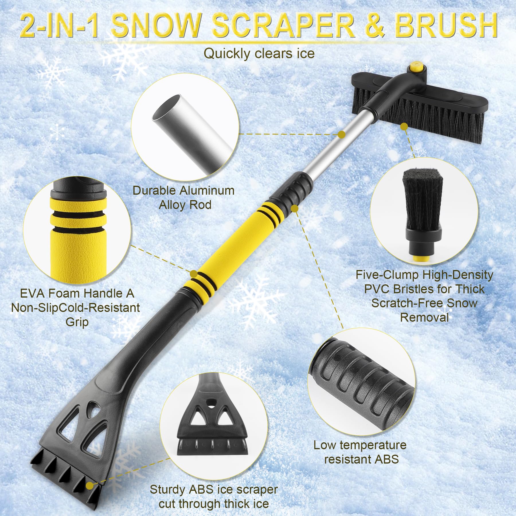 Livtee Ice Scraper And Snow Brush For Car Windshield, 24.75'' Removable Snow Removal Tool, Automotive Exterior Accessories And W