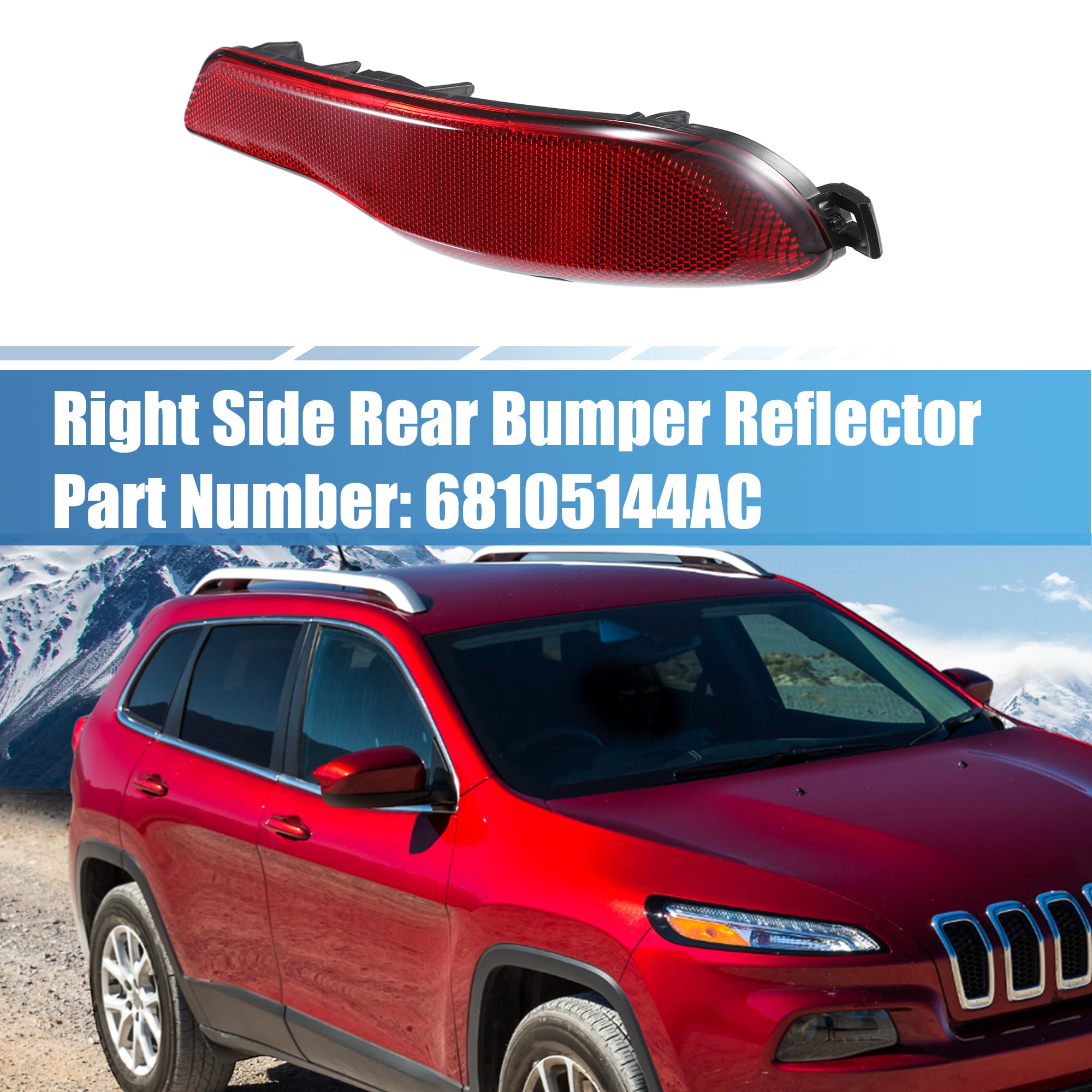 Uxcell Car Rear Bumper Reflector Right For Jeep Cherokee 2014 2015 2016 2017 2018 No.68105144Ac