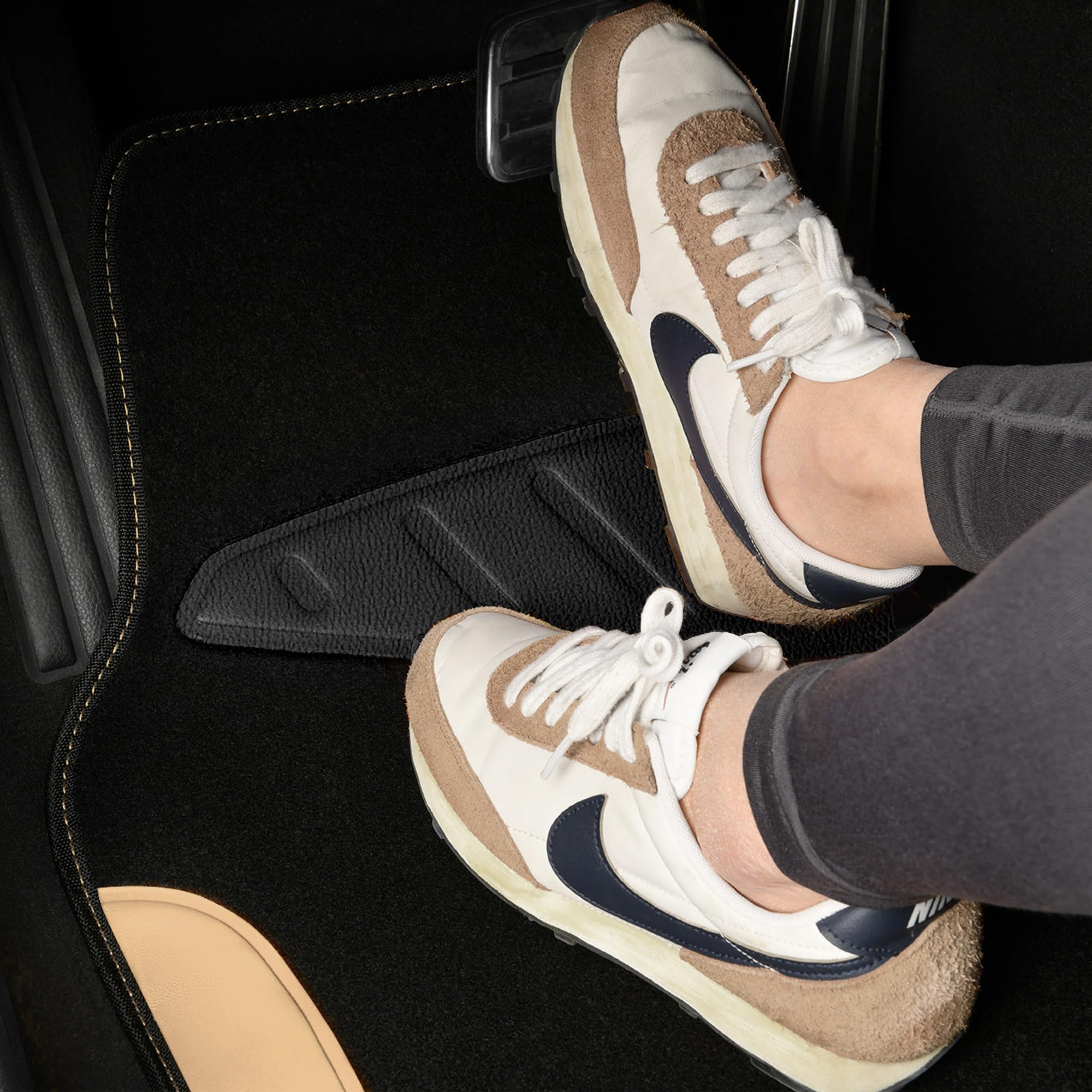 CAR PASS Waterproof Car Floor Mat, Universal Fit Car Mats with Driver Heel Pad, Leather Car Carpet, Anti-Slip Nibbed Backing Flo