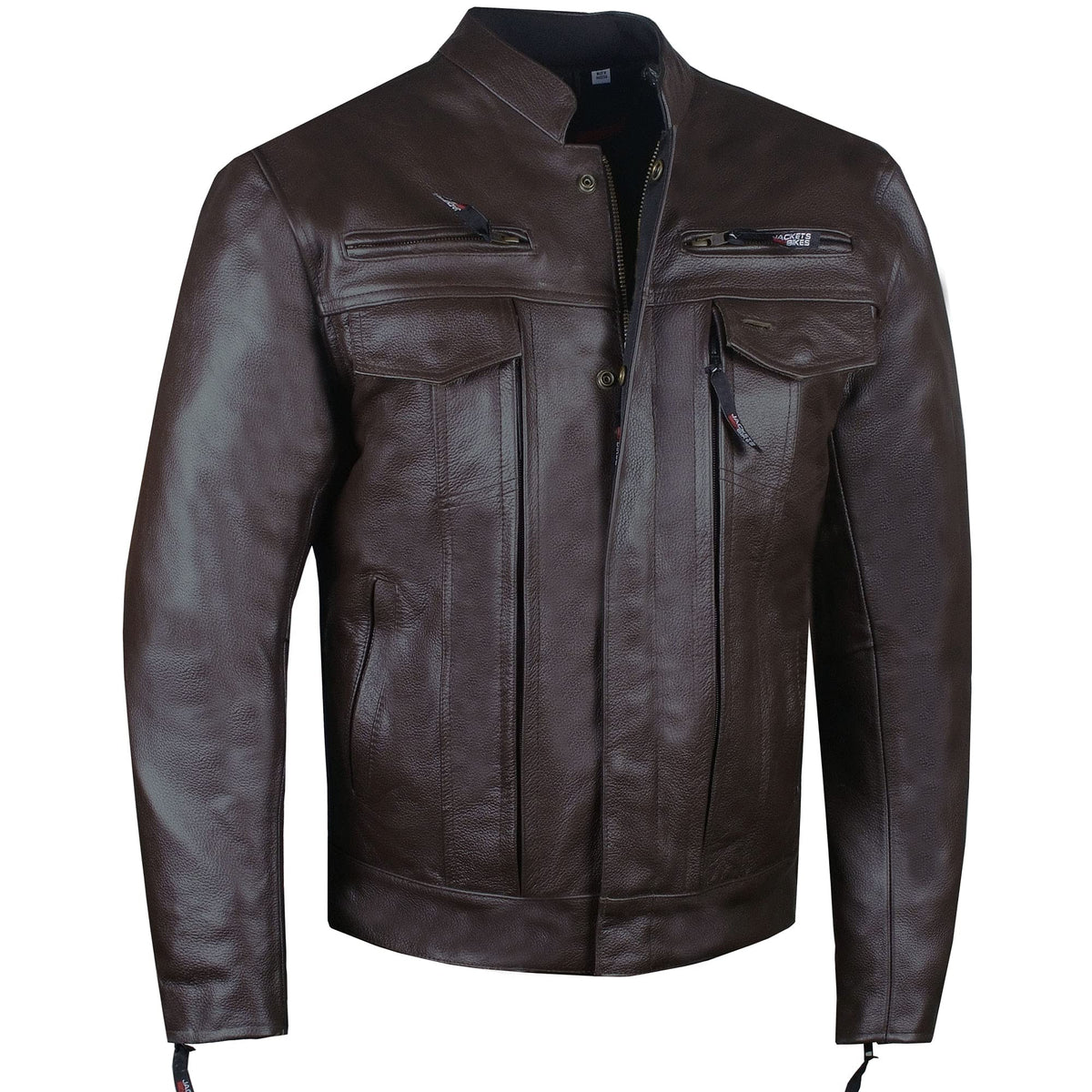 Men'S Commuter Premium Natural Buffalo Leather Motorcycle Jacket Ce Armor Conceal Carry Gun Pockets Cruiser Biker Brown S