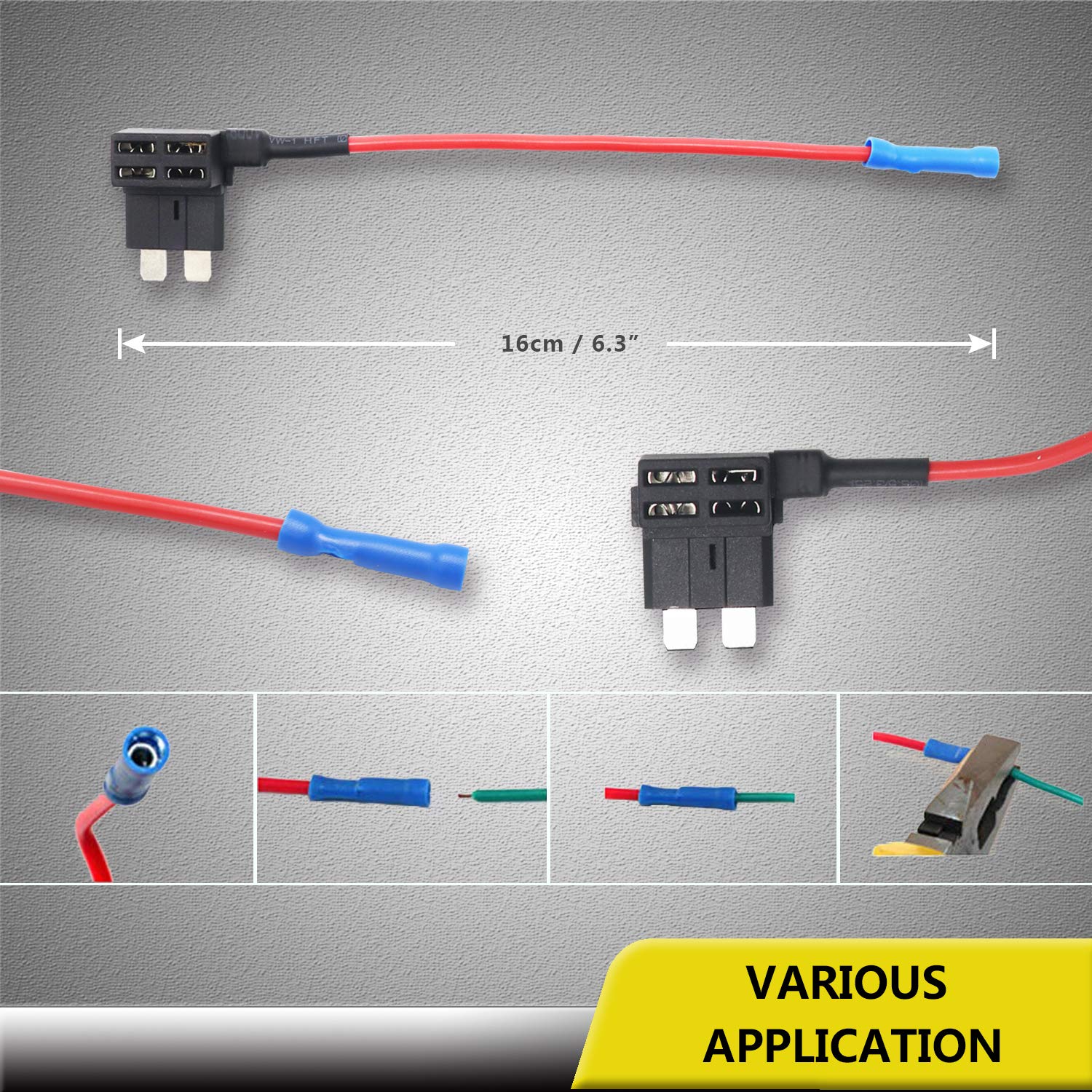 Recoil Ft1-10 10 Pack 12V Car Add-A-Circuit Fuse Tap Adapter Ato Atc Blade Fuse Holder With 10Pcs 10A,20A Fuses
