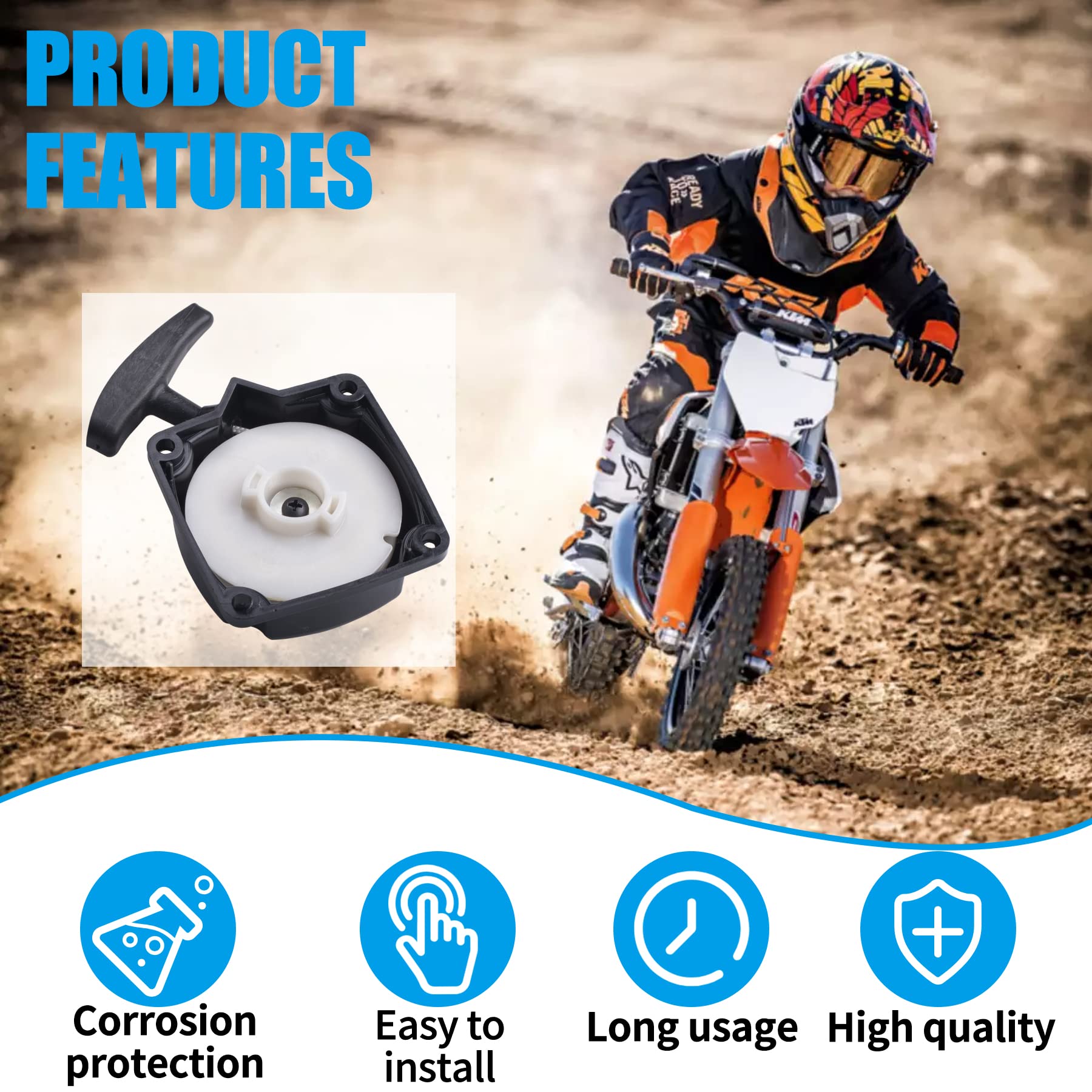 JINGKE Recoil Pull Starter with Claw Pawl Cog for 43cc 47cc 49cc 50c ATVs Pocket Dirt Bike Gas Scooters Pocket Bikes Mid-Bikes M