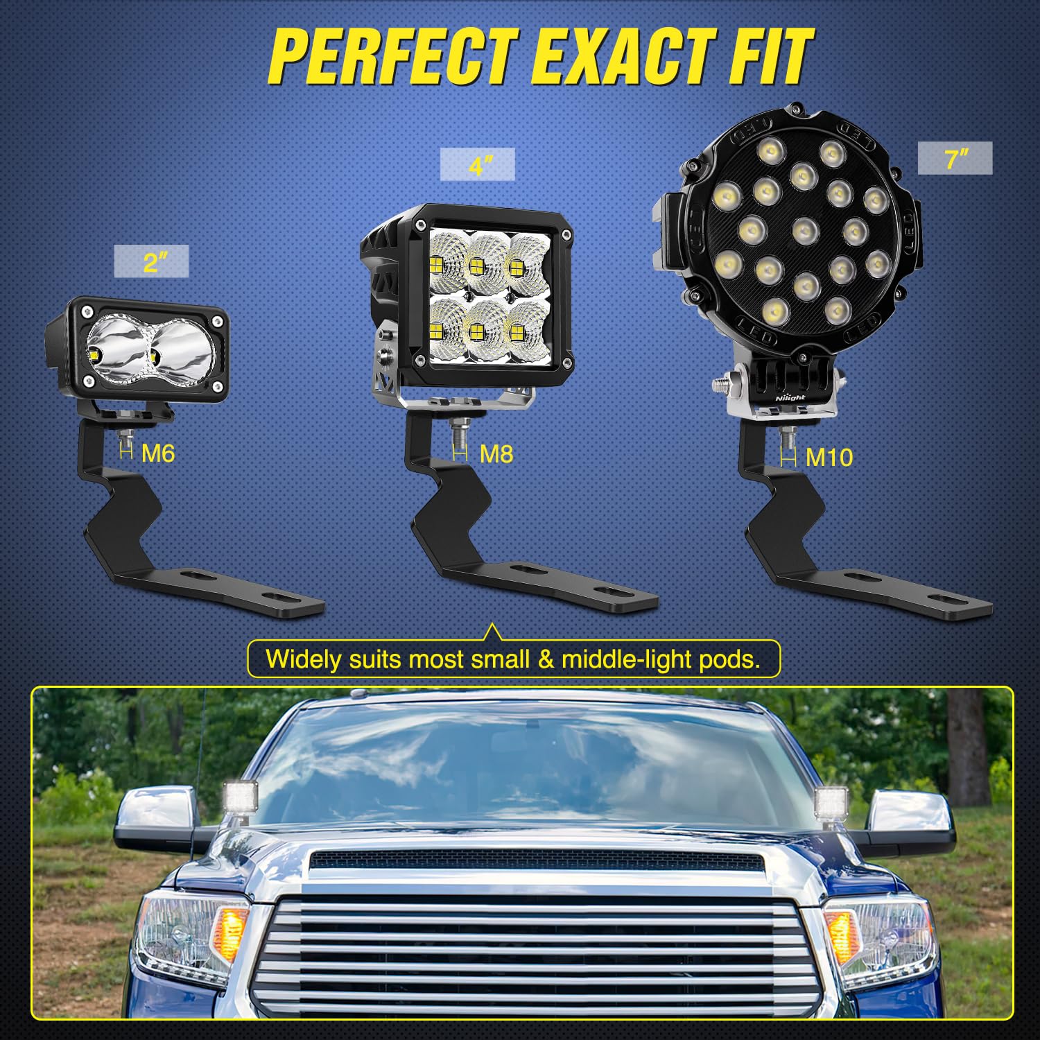 Nilight Ditch Light Brackets Hood Hinges Mount Bracket Kit For Auxiliary Offroad Led Pods Work Lighting Compatible With Toyota T