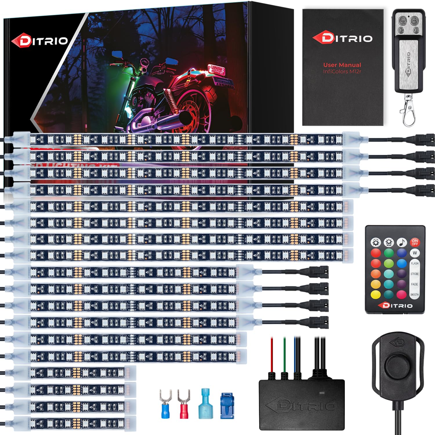 Ditrio 18Pcs Motorcycle Led Lights Kit 12V With Turn Signal And Blinking Brake Light Features For Motorcycle Harley Golf Atvs Utvs