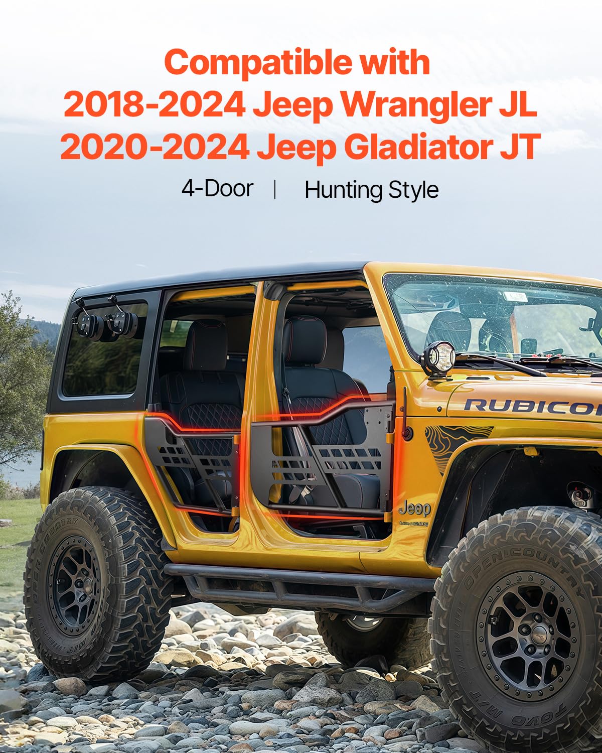 VEVOR Jeep Tube Doors, 4-Door, Hunting Style Jeep Tubular Door with Heavy-Duty Hinges & OE Latch, Jeep Doors with Rubber Pads, F
