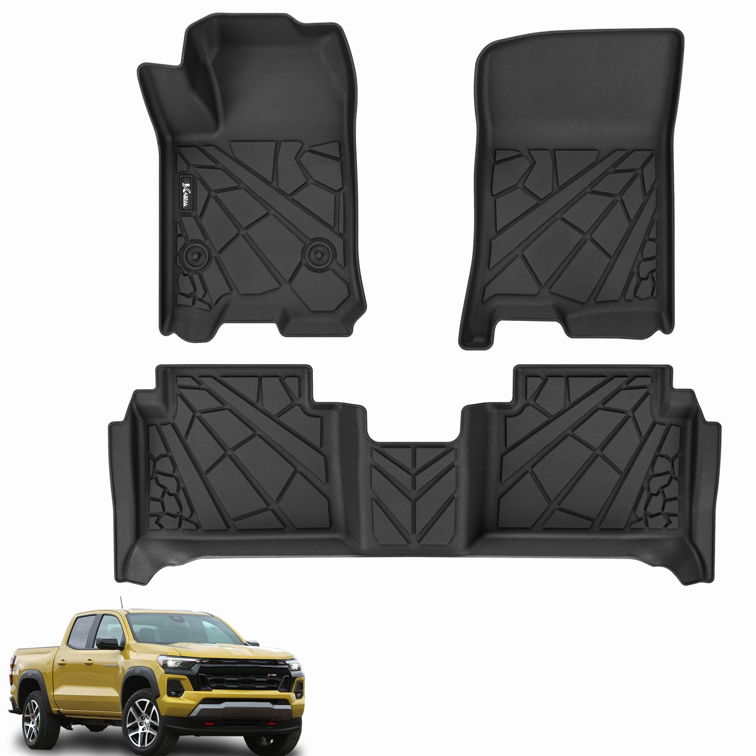 Karpal Floor Mats Fit For 2023 2024 Chevrolet Chevy Colorado/Gmc Canyon (Crew Cab),Custom Fit Colorado Floor Mats Liner Front & 
