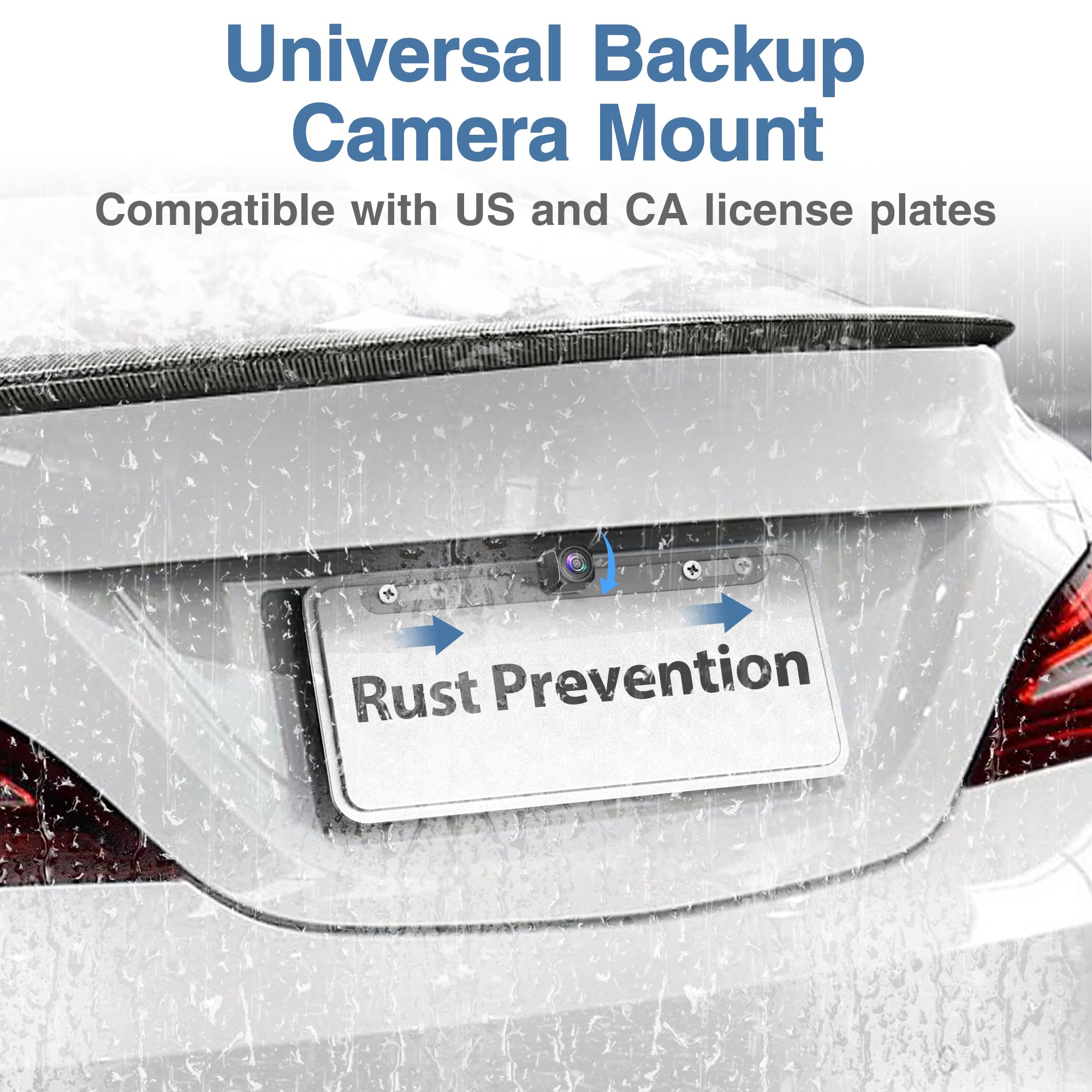 Pixelman Stainless Back Up Camera License Plate Mount,Universal License Plate Camera Mount For Mirror Camera,Backup Camera Mount