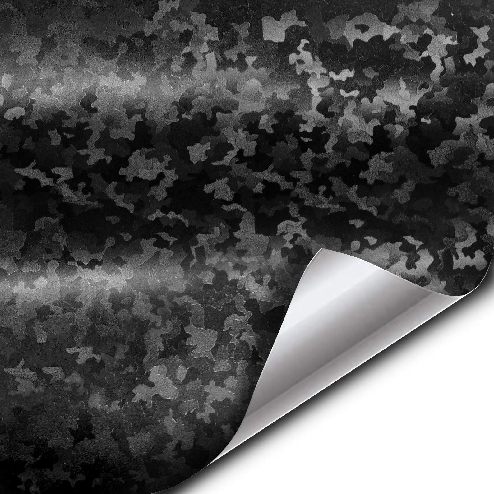 Vvivid+ Black Stealth Small Patternless Camouflage Vinyl Wrap Roll (10Ft X 5Ft)