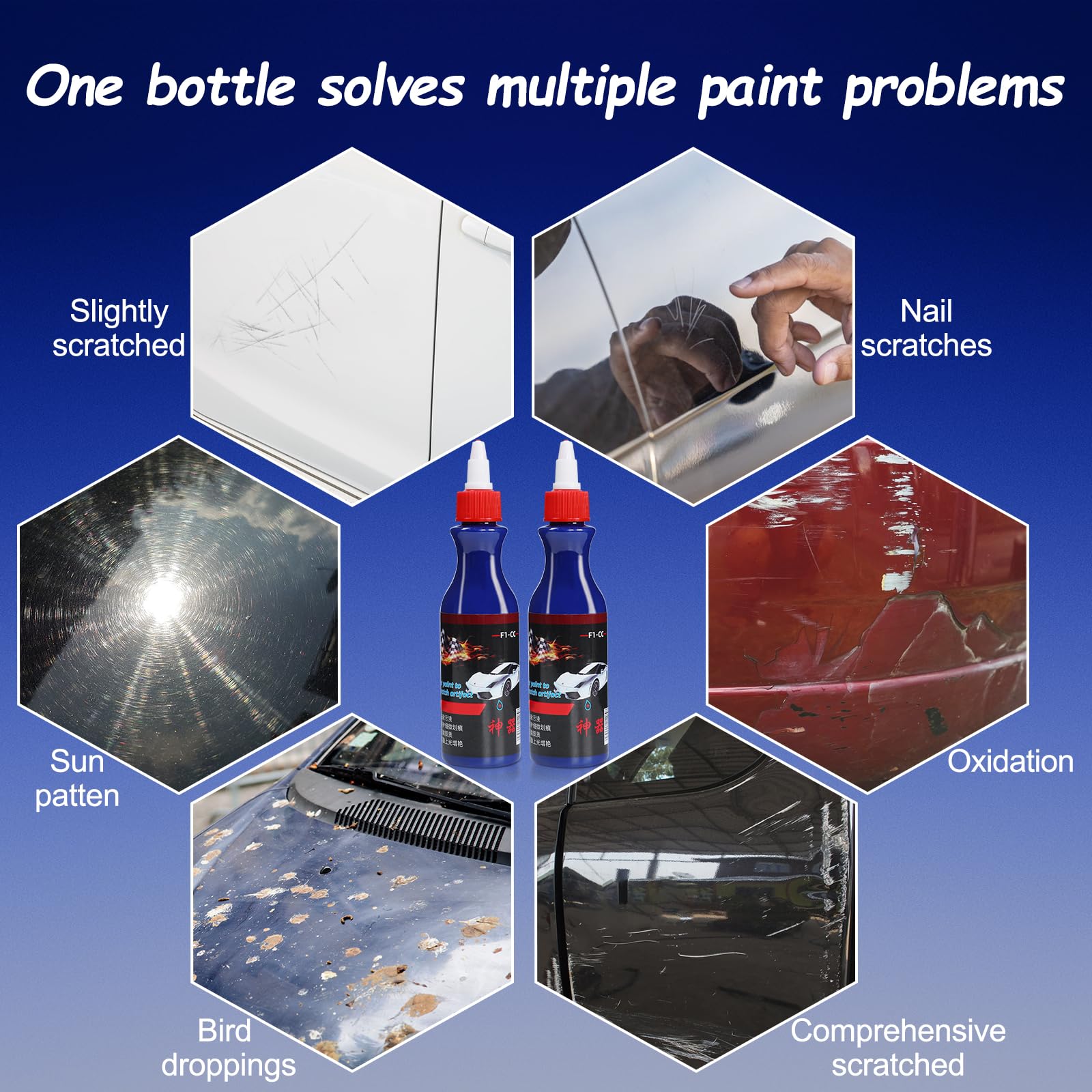 2 Pcs Warmwind Ultimate Paint Restorer, Car Paint To Scratch Artifact, Ultimate Carscratch Remover, F1-Cc Scratch Repair Wax For