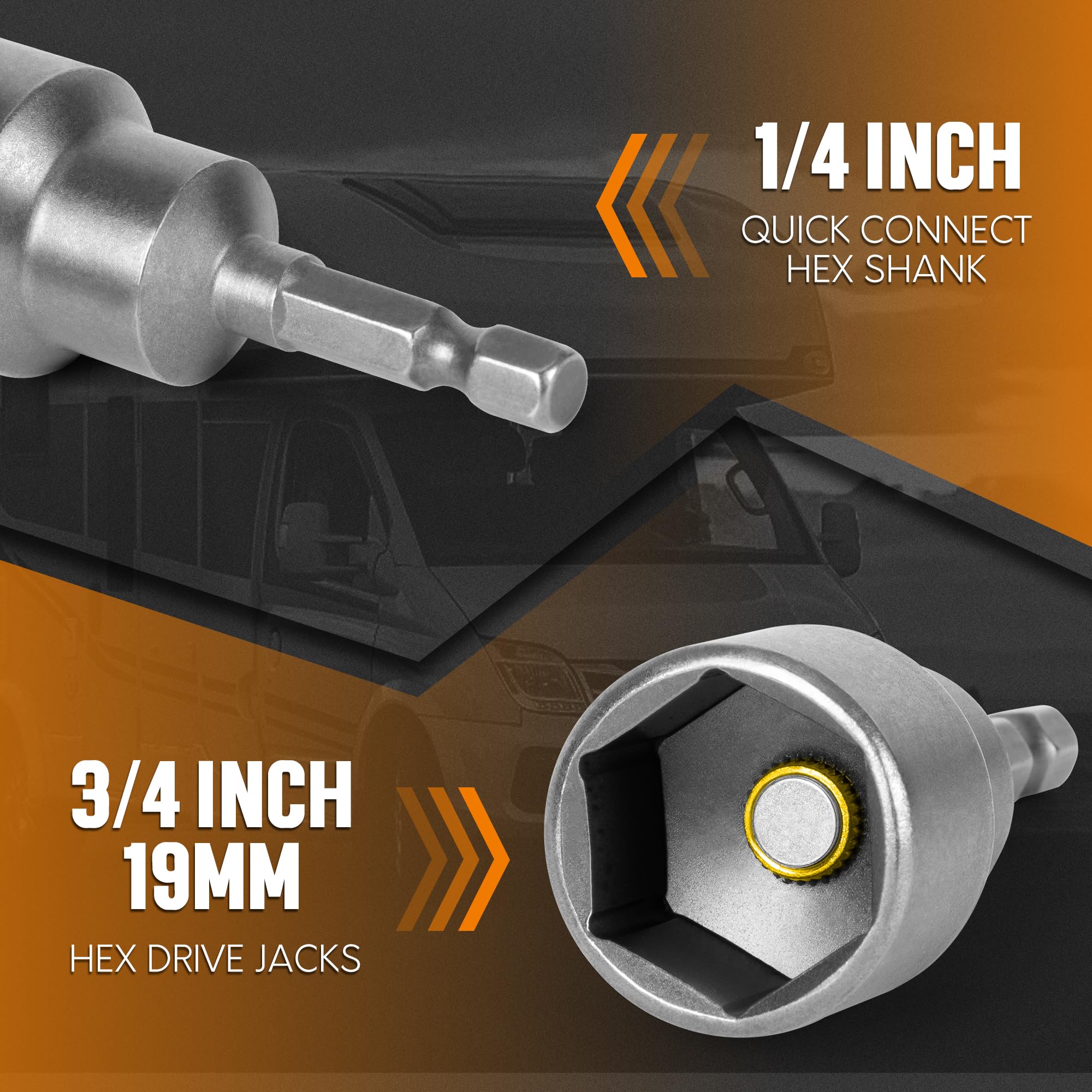 TONDA RV Scissor Jack Socket, Camper Travel Trailer Drill Adapter, Works with 3/4 inch or 19mm Hex Drive Jacks, 1/4 Inch Hex Sha