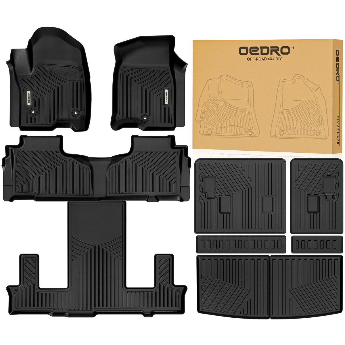 Oedro Floor Mats Fit For 2021-2025 Chevrolet Tahoe/Gmc Yukon(Yukon Denali)/Cadillac Escalade (Only Fits With 2Nd Row Bucket Seat