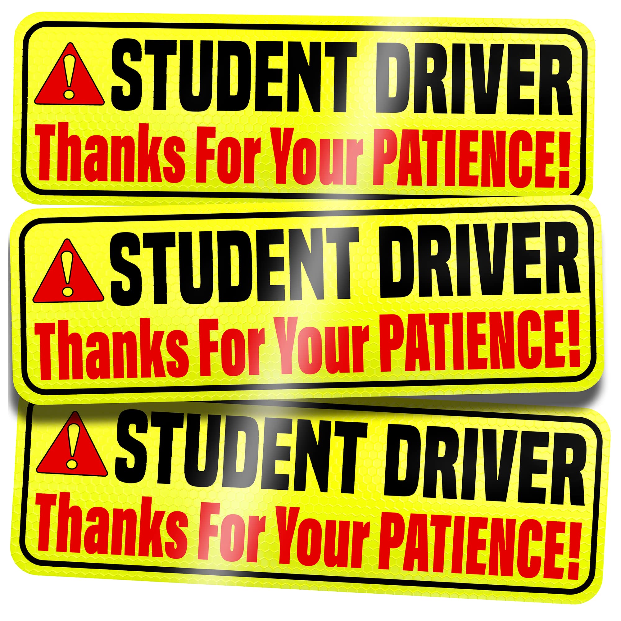 Student Driver Magnet For Car - Extra Strong Hold - 9.72'' By 3.24'' - 3 Pack - Essential Magnetic New Driver Sticker Signs - Re