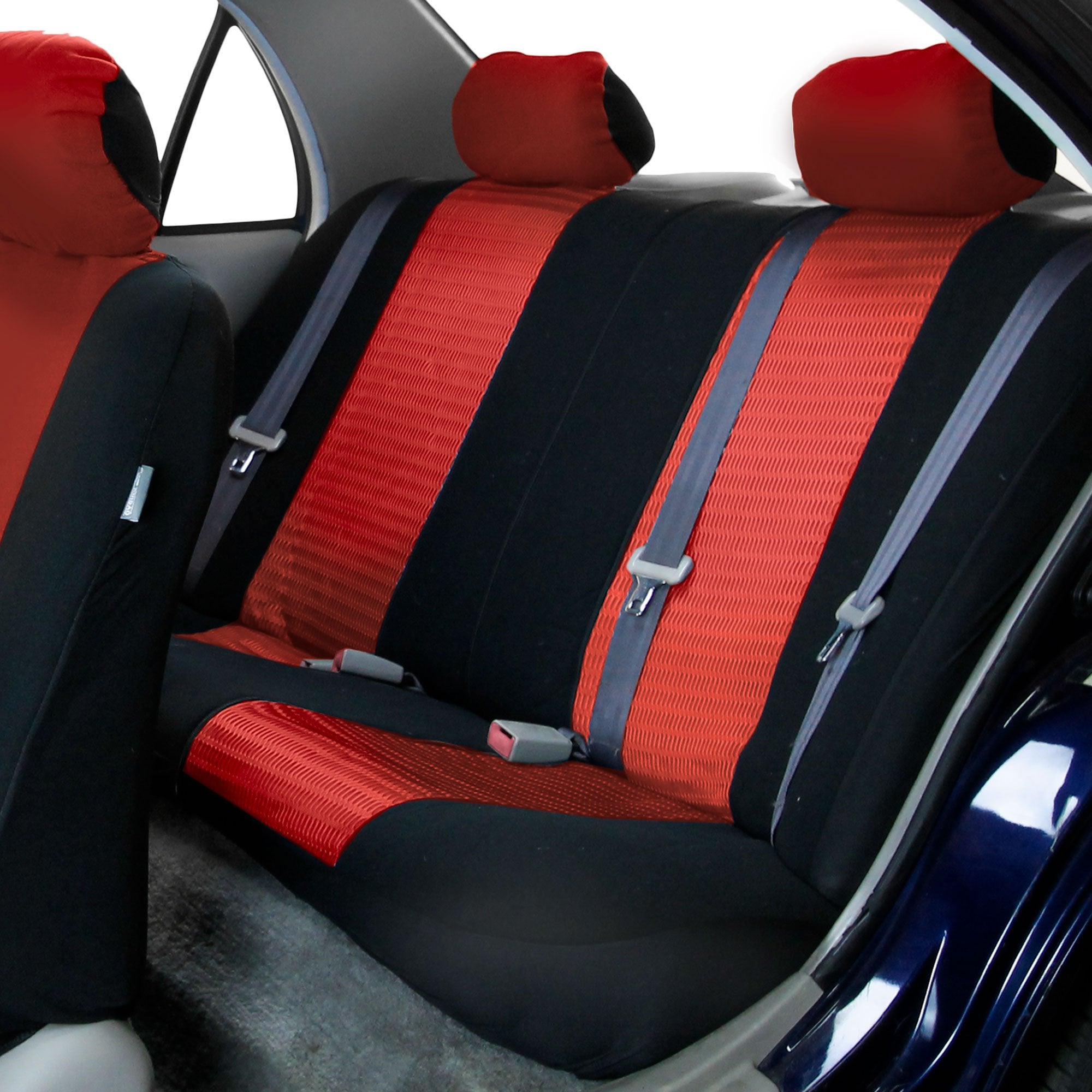 Fh Group Automotive Seat Cover Trendy Elegance For Back Seat Red Car Interior Accessories For Suv, Sedan & Van Universal Fit Com