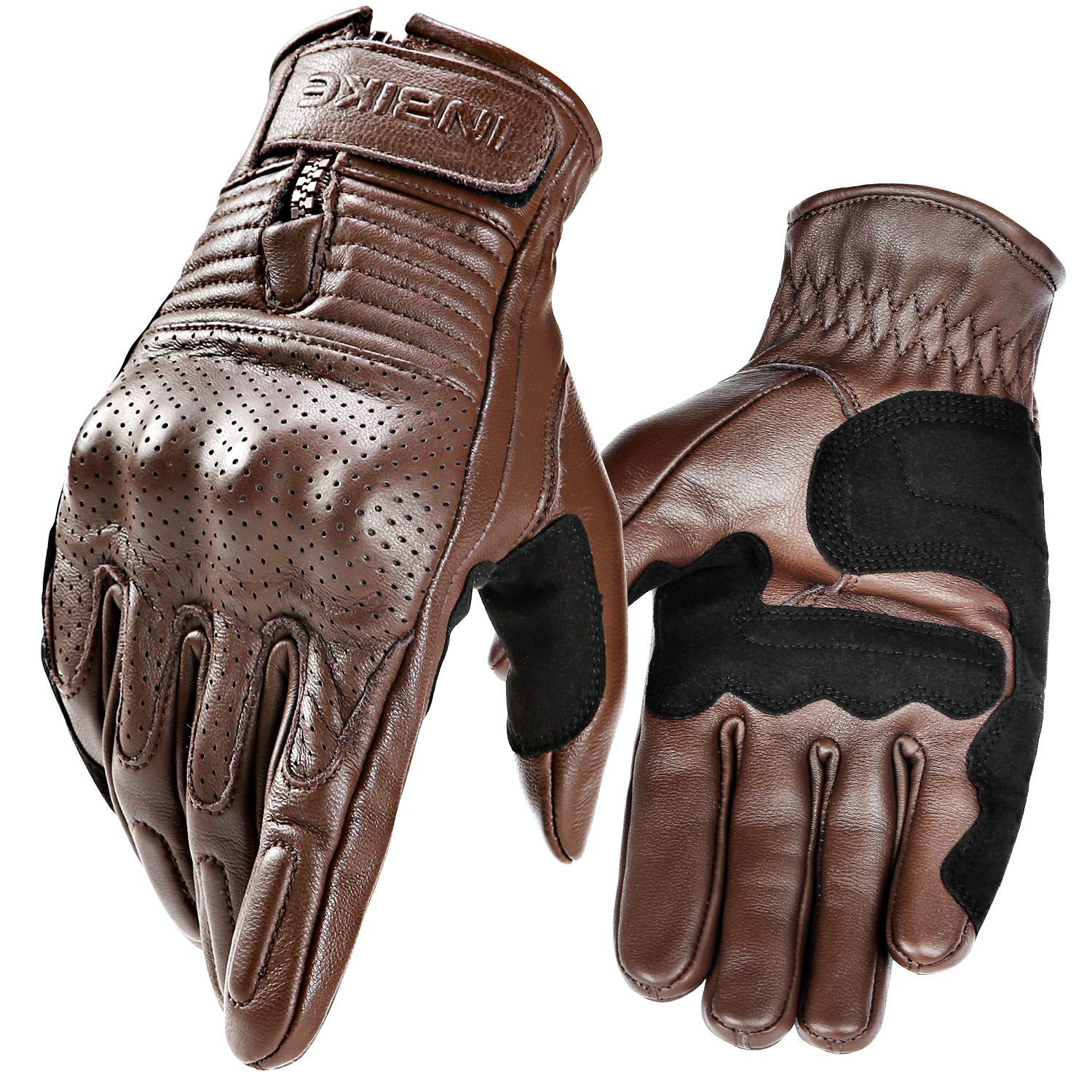 Inbike Motorcycle Gloves For Men Premium Genuine Perforated Leather Breathable Motorbike Riding Gloves Touchscreen With Hard Knu