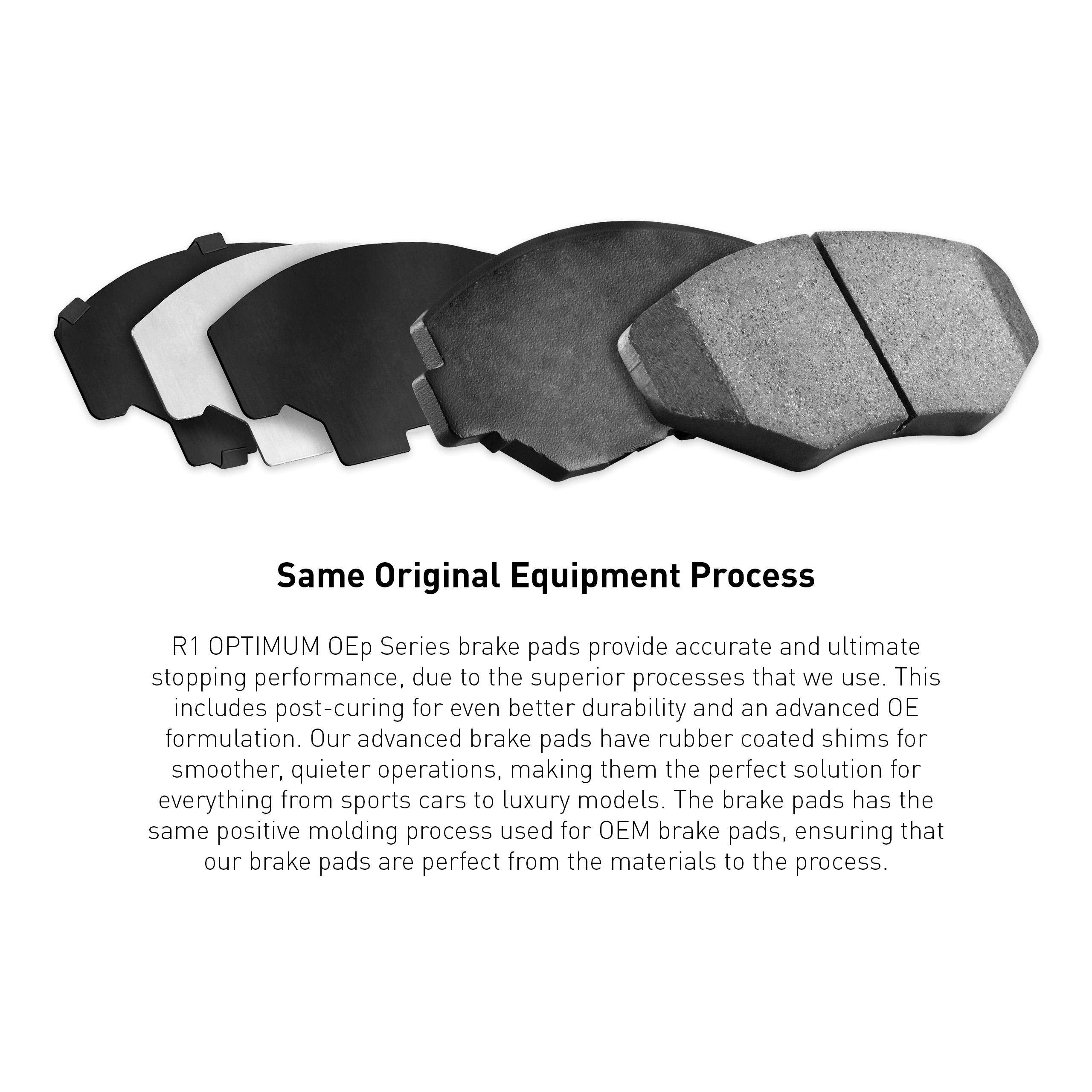 R1 Concepts Front Optimum Oep Series Brake Pad With Rubber Steel Rubber Shims