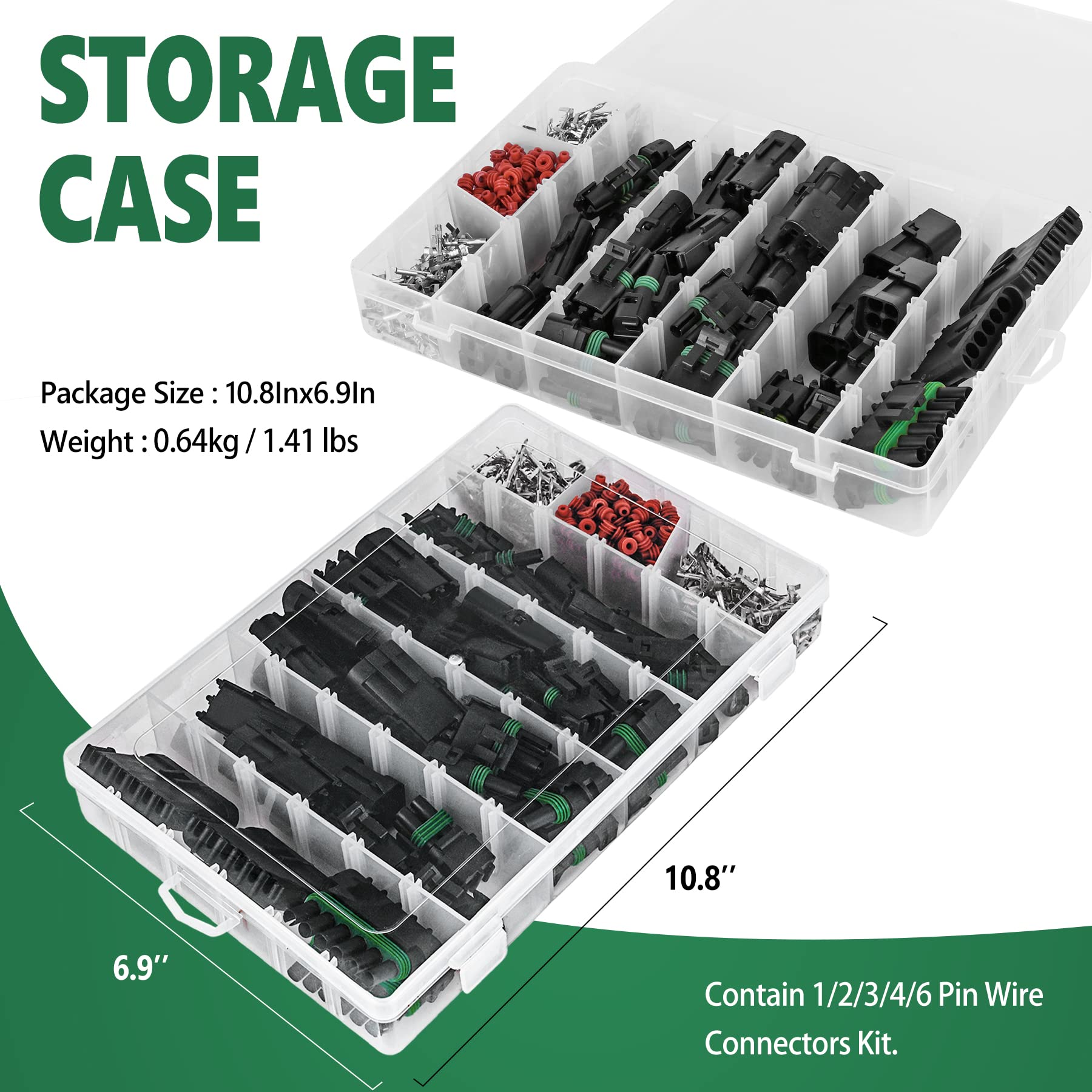 367Pcs 20 Kits Waterproof Automotive Electrical Connectors 1/2/3/4/6 Male&Female Pin 22-14Awg Wire Harness Spark Plug Connector