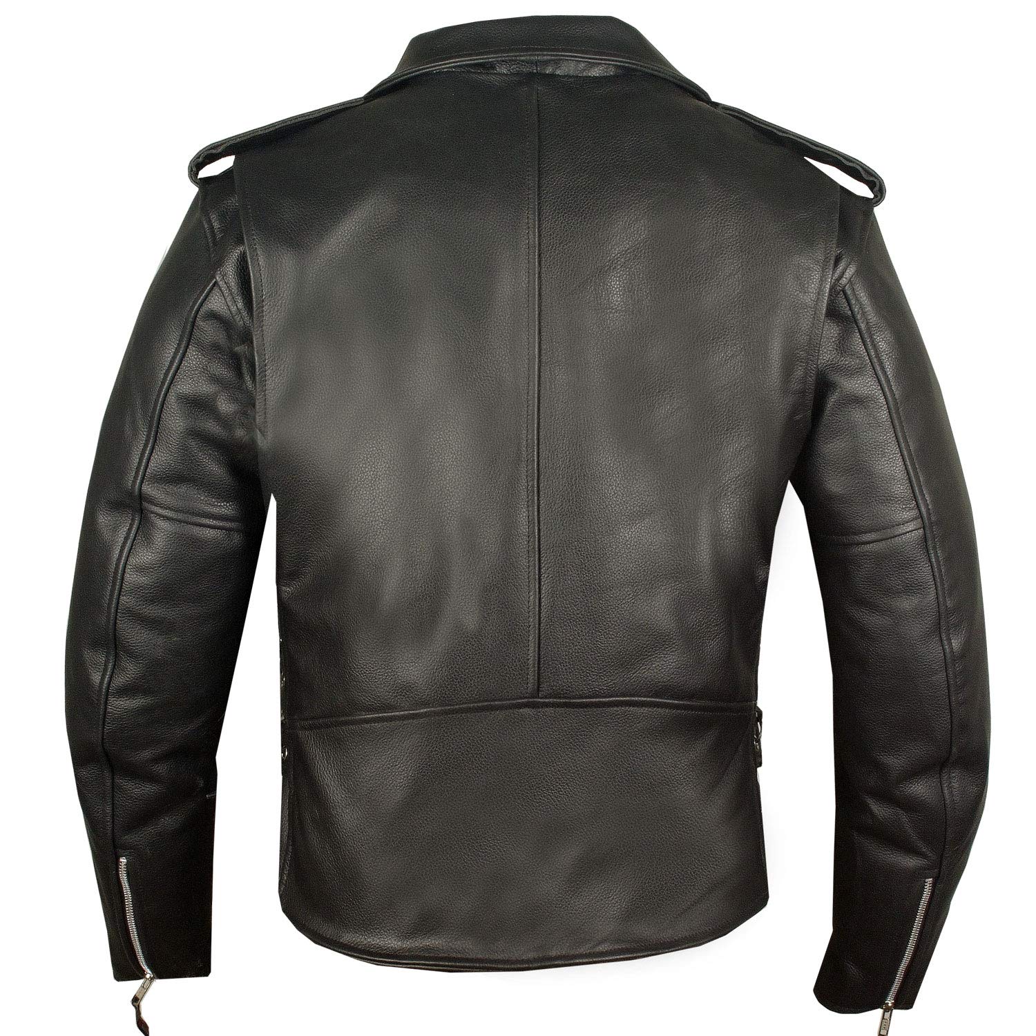 Men'S Iconic Brando Leather Motorcycle Jacket Premium Real Natural Buffalo Biker Jacket - Side Laces Concealed Carry Pockets, All-Season Leather Motorcycle Jacket For Men Black L