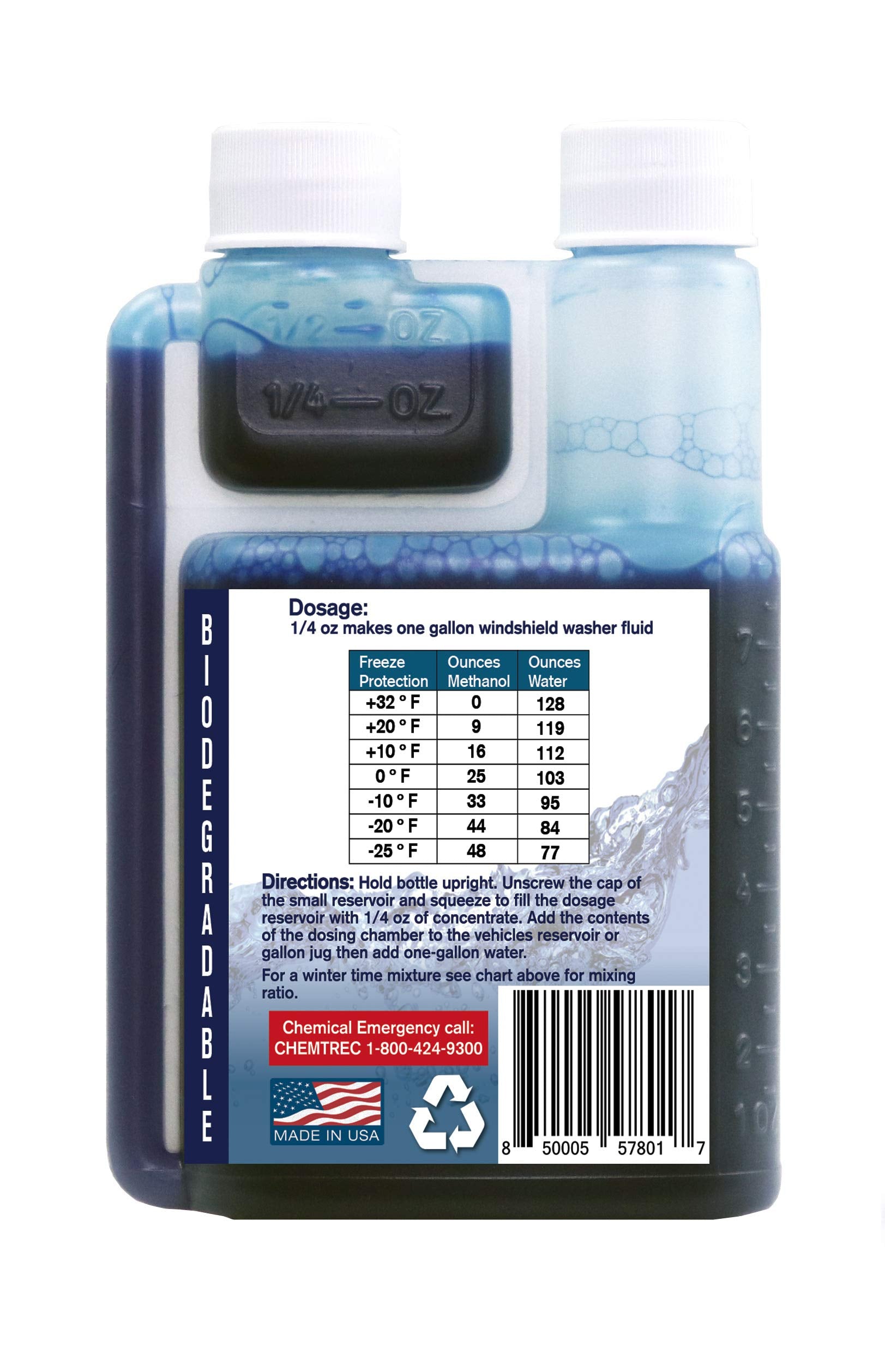 Qwix Mix Windshield Washer Fluid Concentrate, 1 Bottle Makes 32 Gallons, 1/4 Oz. Makes 1 Gallon 100% Biodegradable
