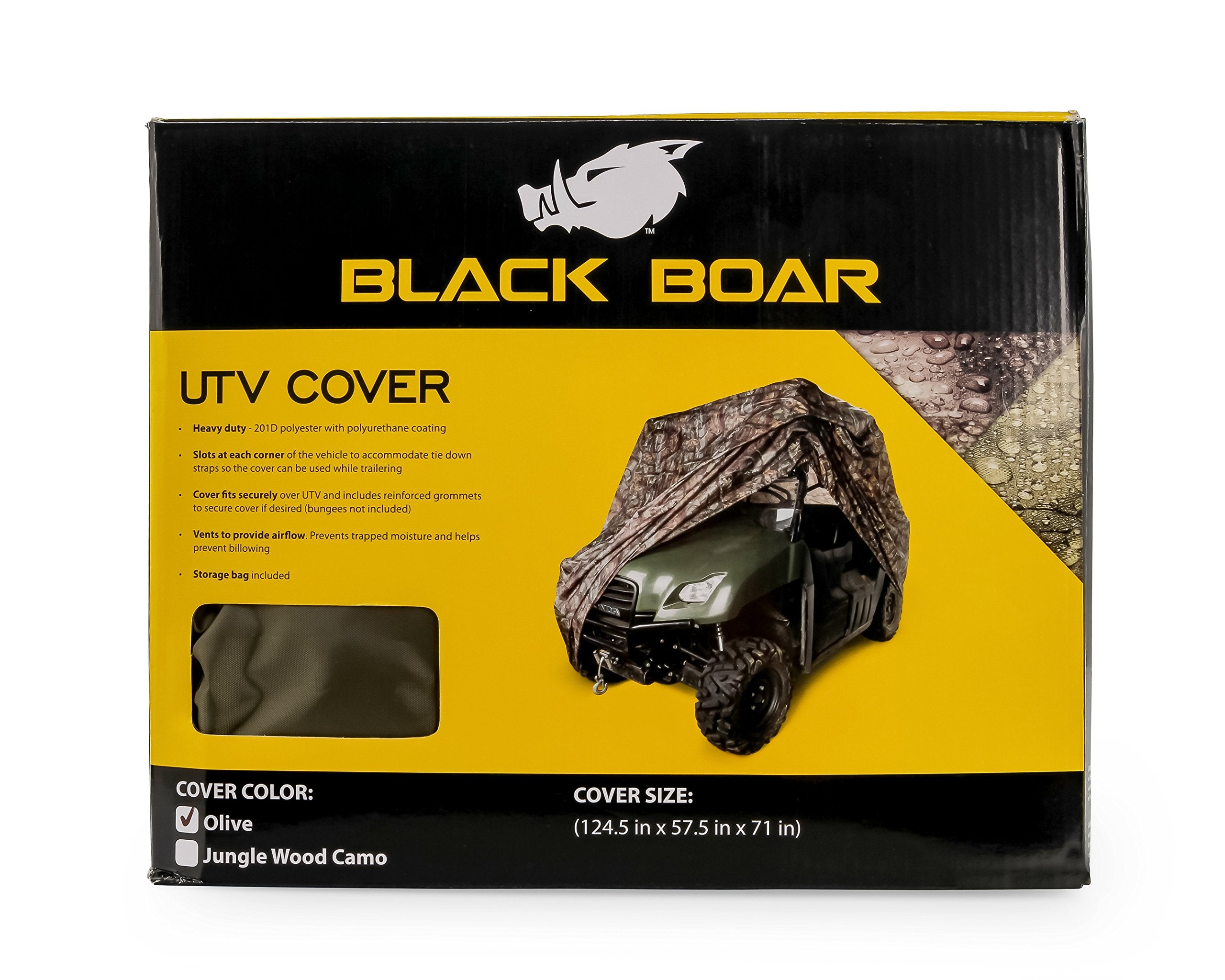 Black Boar UTV Cover - Features Waterproof Polyurethane Coating for Protection Against The Weather - Reinforced Grommets & Side