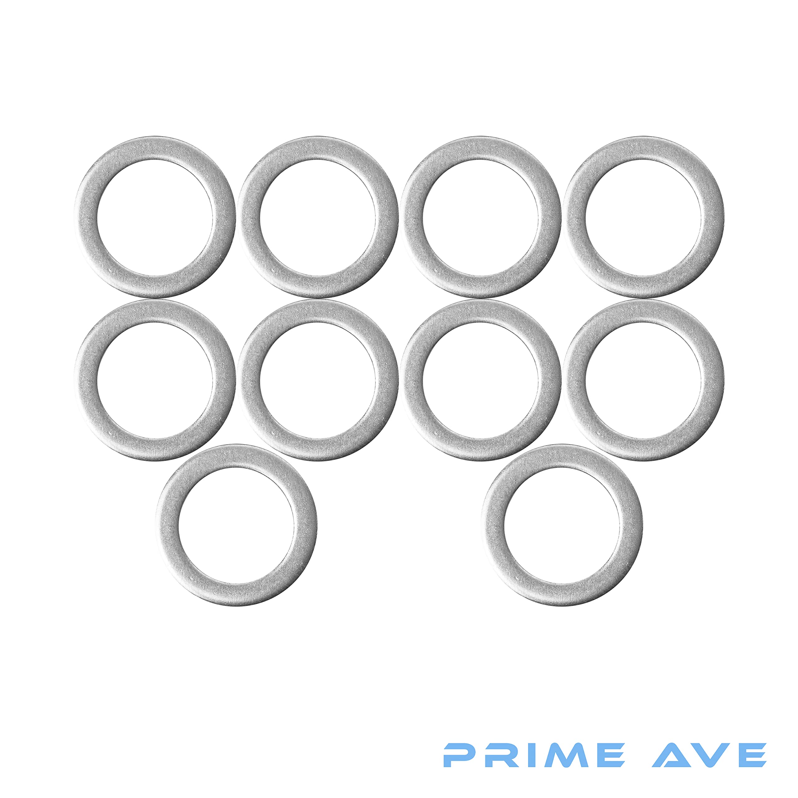 Prime Ave 14mm Crush Aluminum Oil Drain Plug Gasket Washers Compatible/Replacement for Hyundai & Kia Part# 21513-23001 (Package of 10)