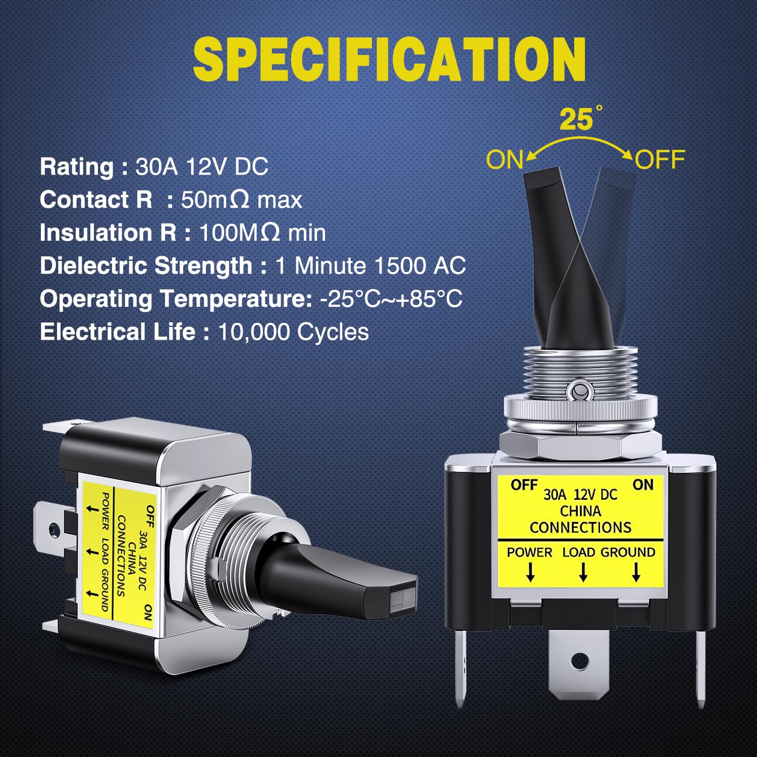 Nilight 5Pcs Led Toggle Switch On Off 12V 30A Green Led Lighted Metal Switch Heavy Duty Spst 3 Pin Rocker Switch 12Mm Mounting H