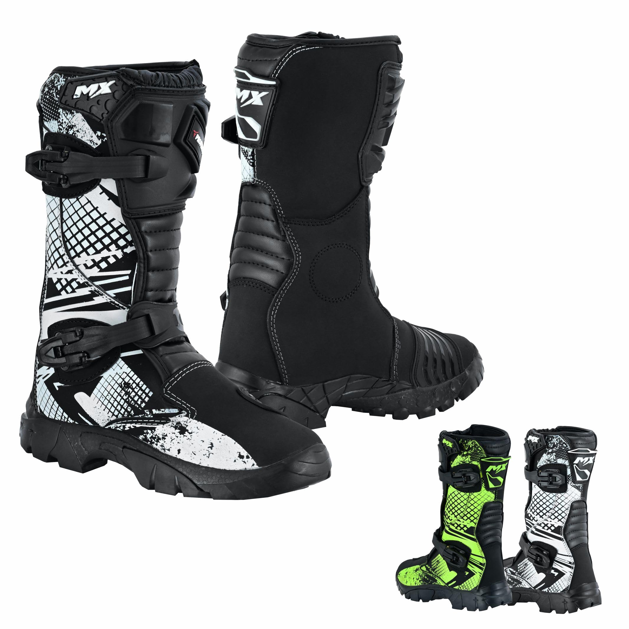 PROFIRST Motorcycle kids boots Motorbike Waterproof shoes Motorcross Dirt Blike Riding Biker Boots for kids (White, 3.5)