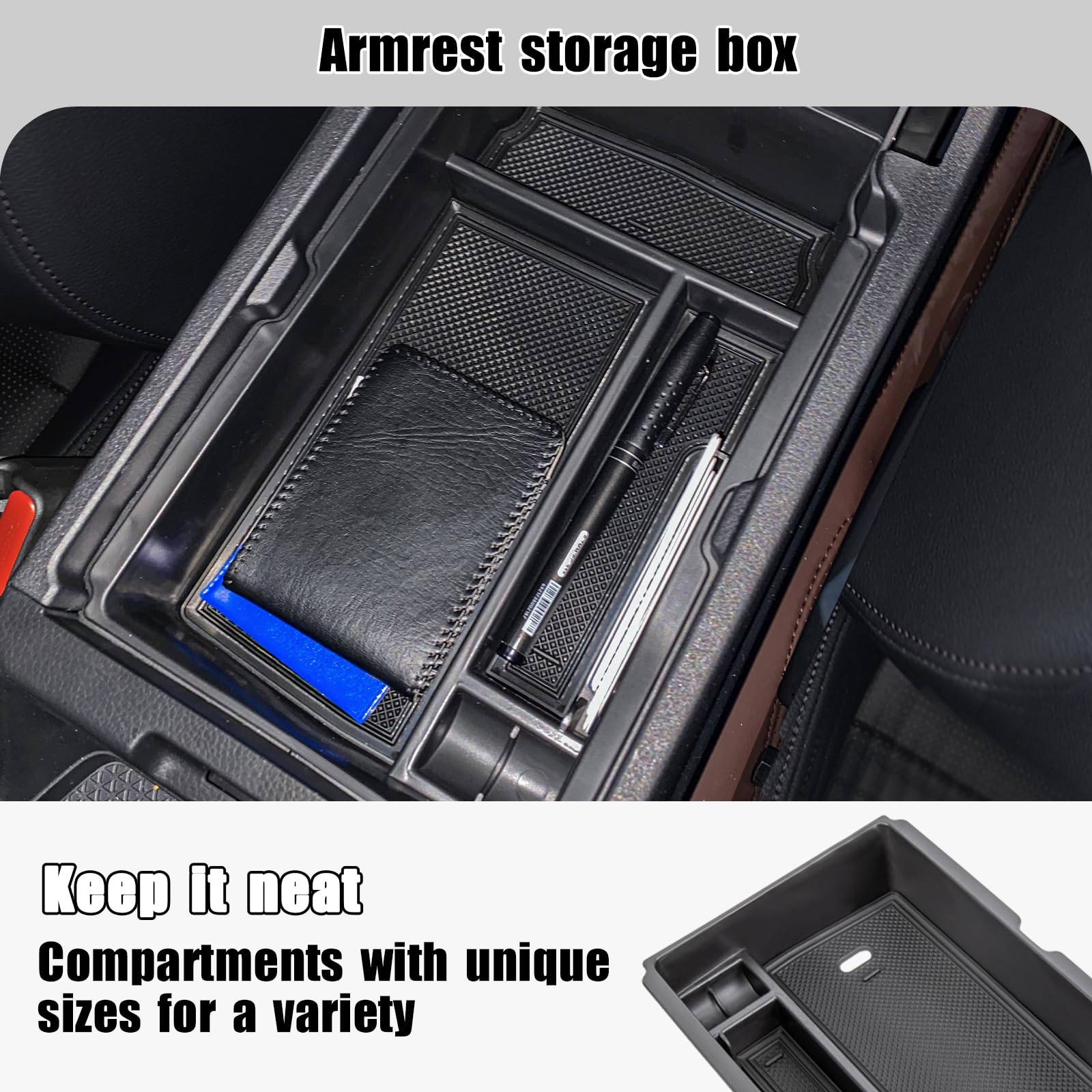 Neepiar 3PCS Center Console Organizer Compatible with 2023 2024 Honda CRV Armrest Storage Box Armrest Hidden Storage Box Secret