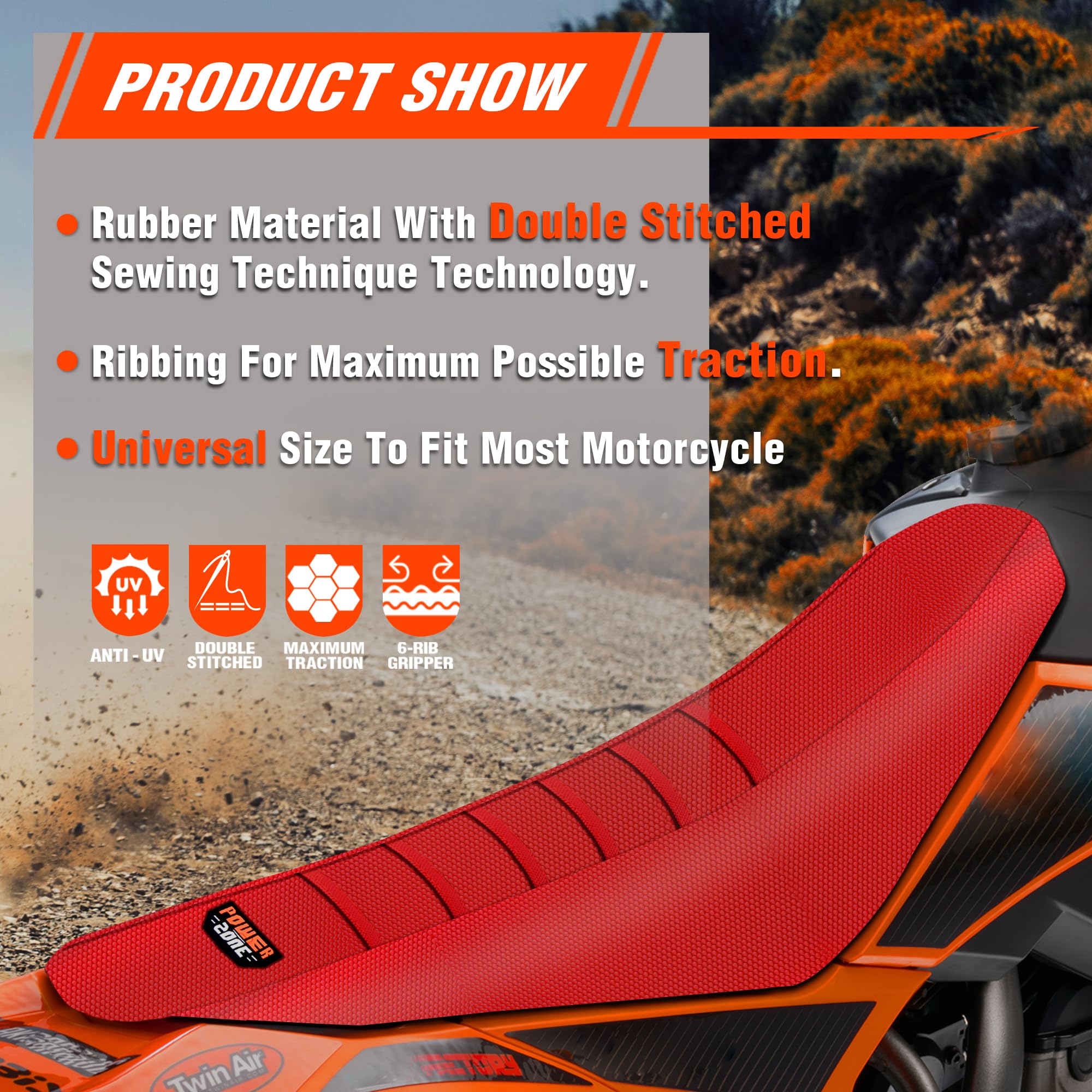 Fewfuss Dirt Bike Seat Cover - White Stripe Universial Seat Cover For Dirt Bike - Motorcycle Motorcross Enduro Seat Covers (All