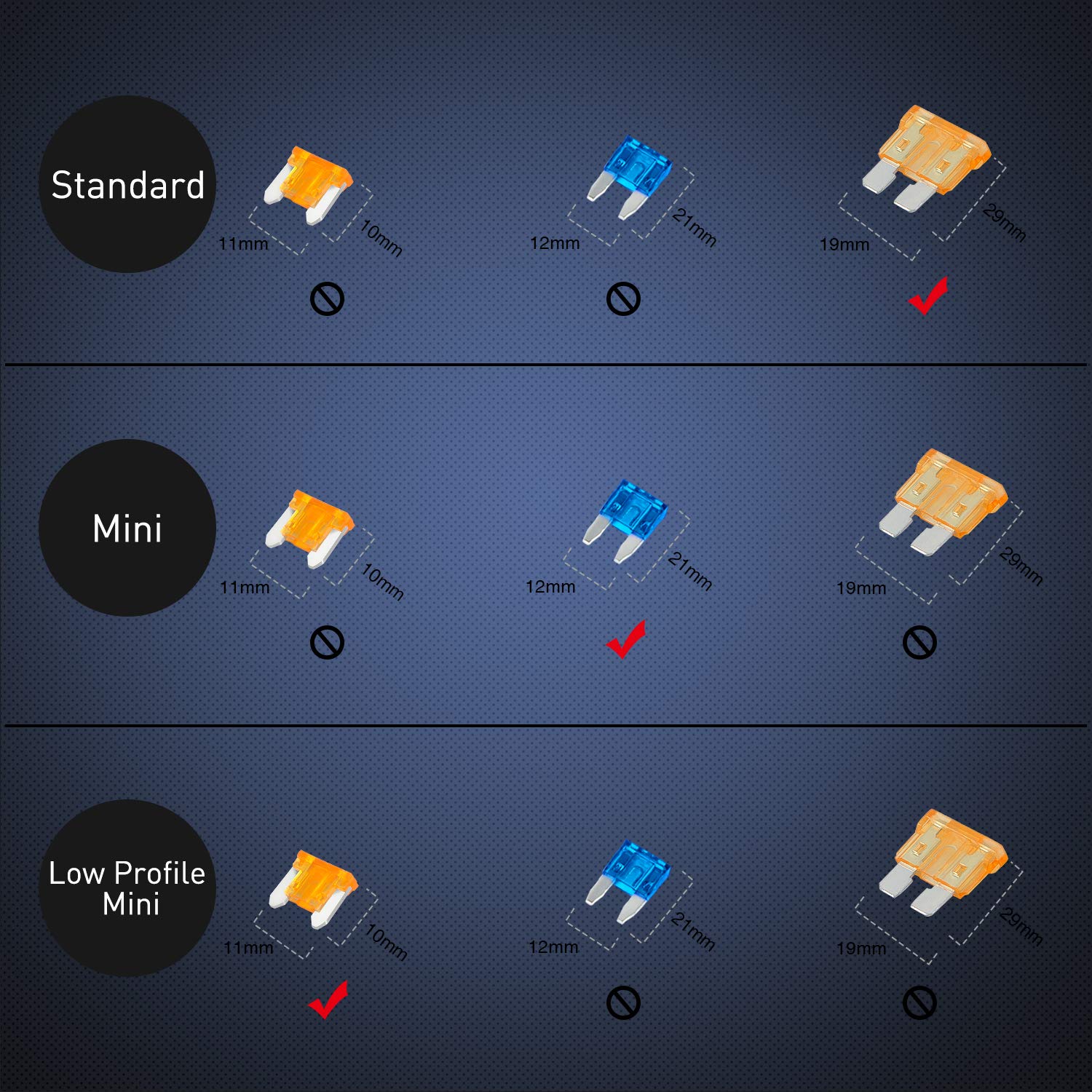 Nilight - 50040R 12V Car Add-A-Circuit Fuse Adapter With Standard And Mini Tap Profile Tap Blade Fuse For Cars Trucks Boats, 10