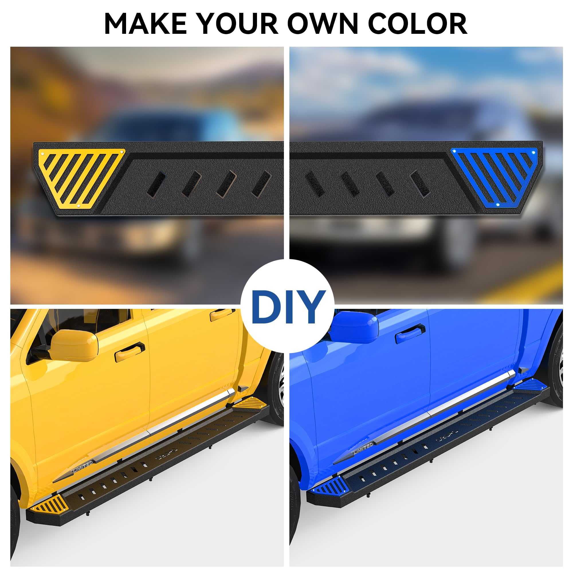 Oedro 6.5' Running Boards Compatible With 2019-2024 Chevy Silverado/Gmc Sierra 1500 Crew Cab; 2020-2024 Silverado/Sierra 2500Hd 3500Hd, Steel Side Steps Nerf Bars Rails (Excl. 2019 1500 Ld)