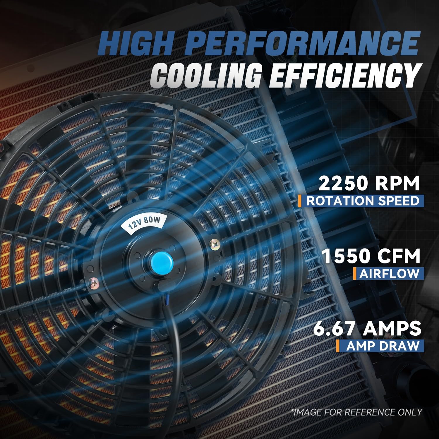 Auto Dynasty Universal 12 Inches High Performance Electric Slim Radiator Cooling Fan With Mounting Kit, (Pack Of 2) 12V, Black