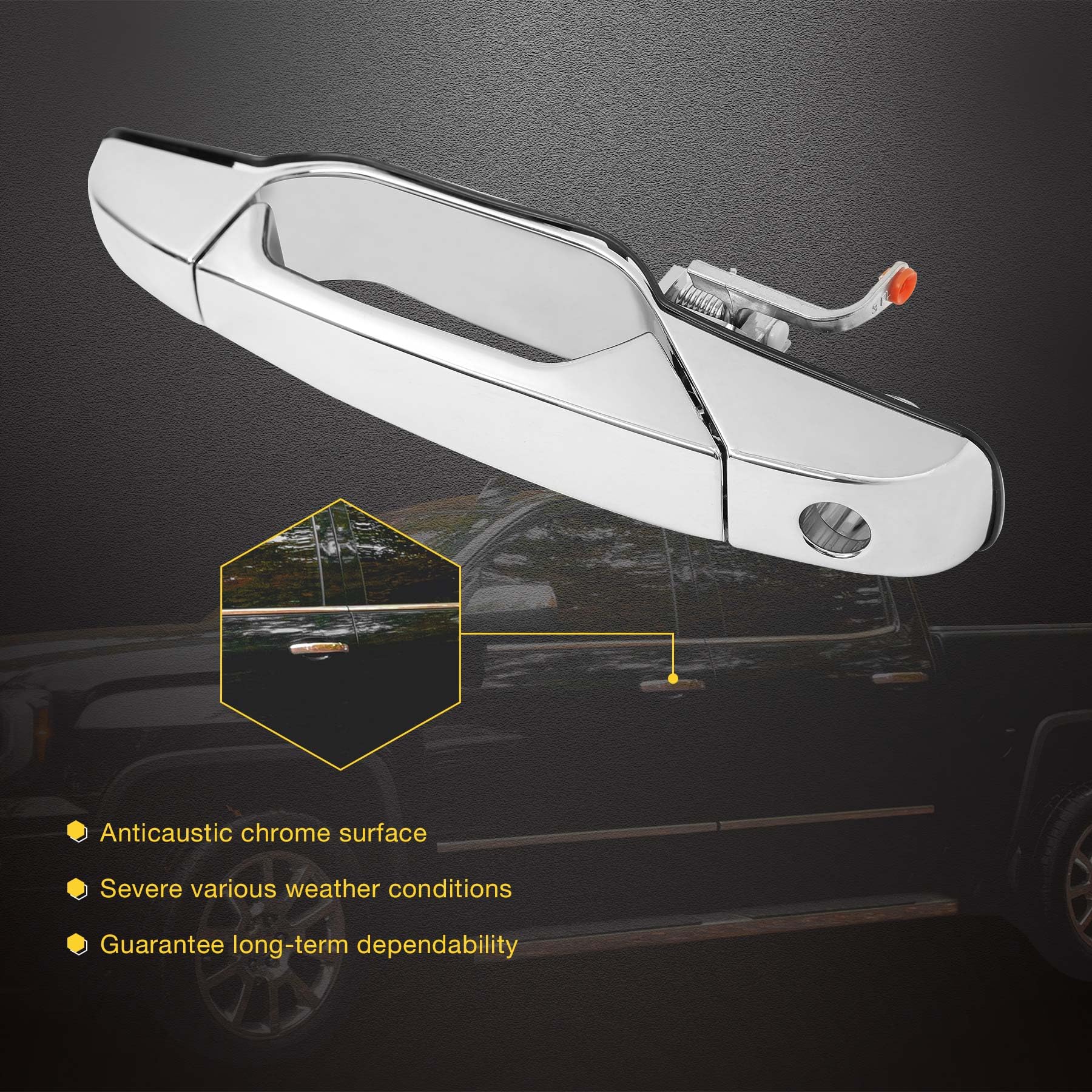 4Pcs Exterior Chrome Door Handle Front Rear Driver & Passenger Side | For 2007-2014 Chevy Silverado Suburban Tahoe Avalanche, Gm