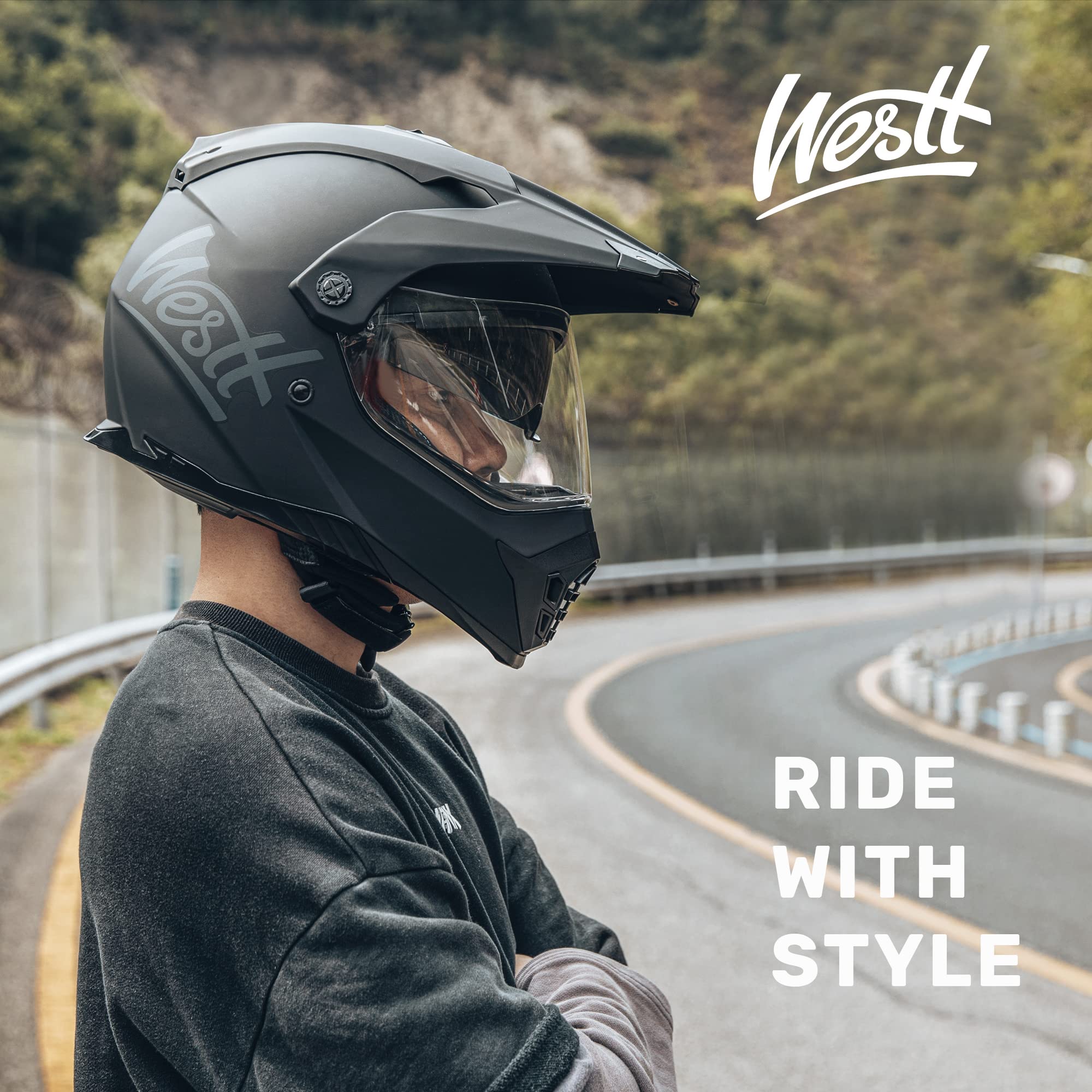 Westt Dirt Bike Helmets For Adults - Motorcycle Helmets With Dual Visor - Motocross Helmets Atv Helmet Full Face Helmets Dot App