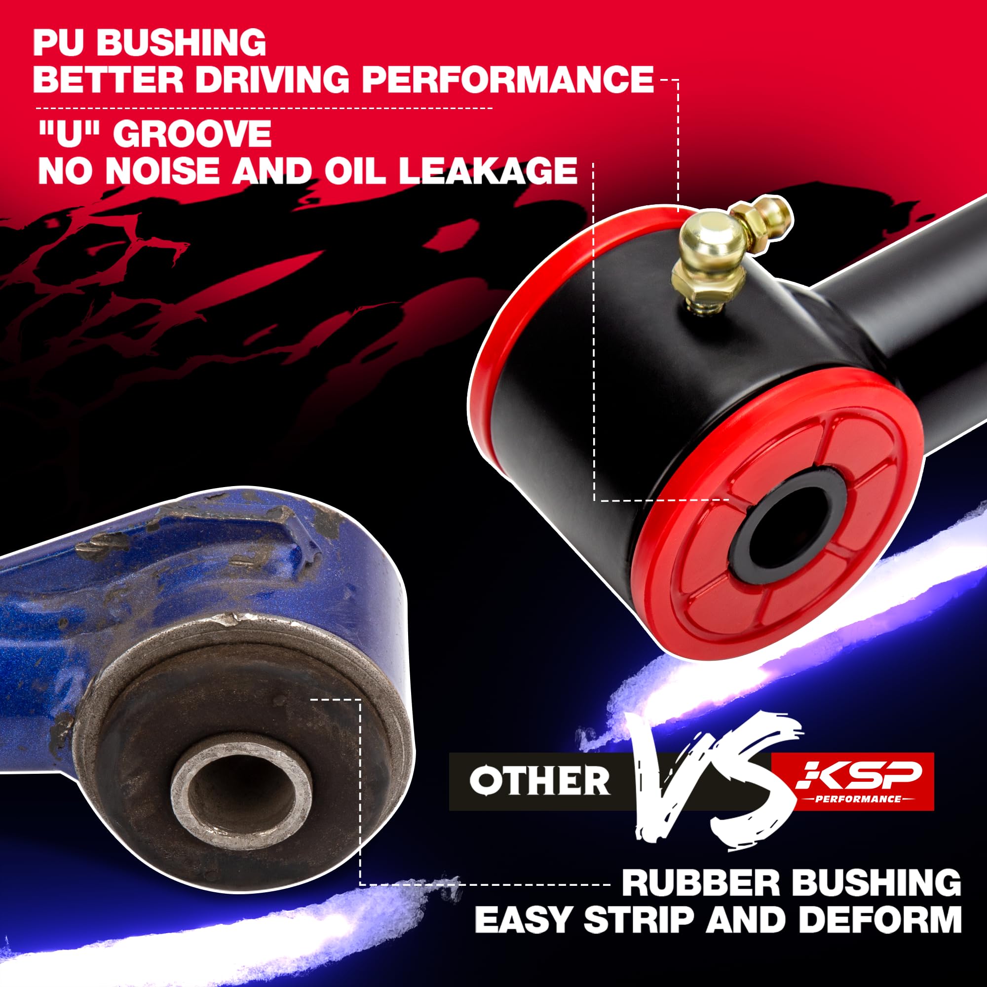 KSP Front Upper Control Arms for Silverado Sierra 1999-2006, 2-4'' Adjustable Tubular A-Arm Replacement Factory/Stock Suspension